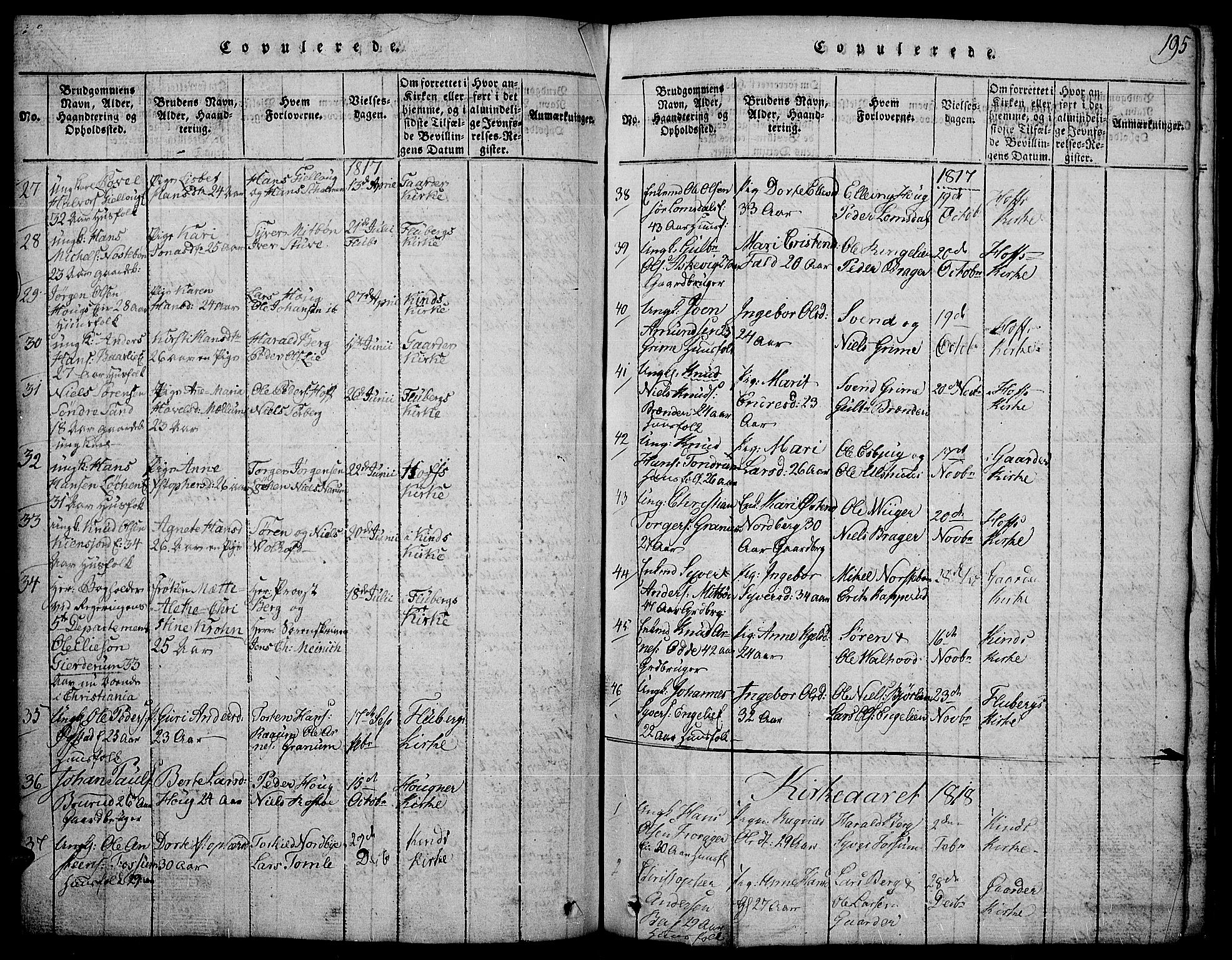 Land prestekontor, SAH/PREST-120/H/Ha/Hab/L0001: Parish register (copy) no. 1, 1814-1833, p. 195b