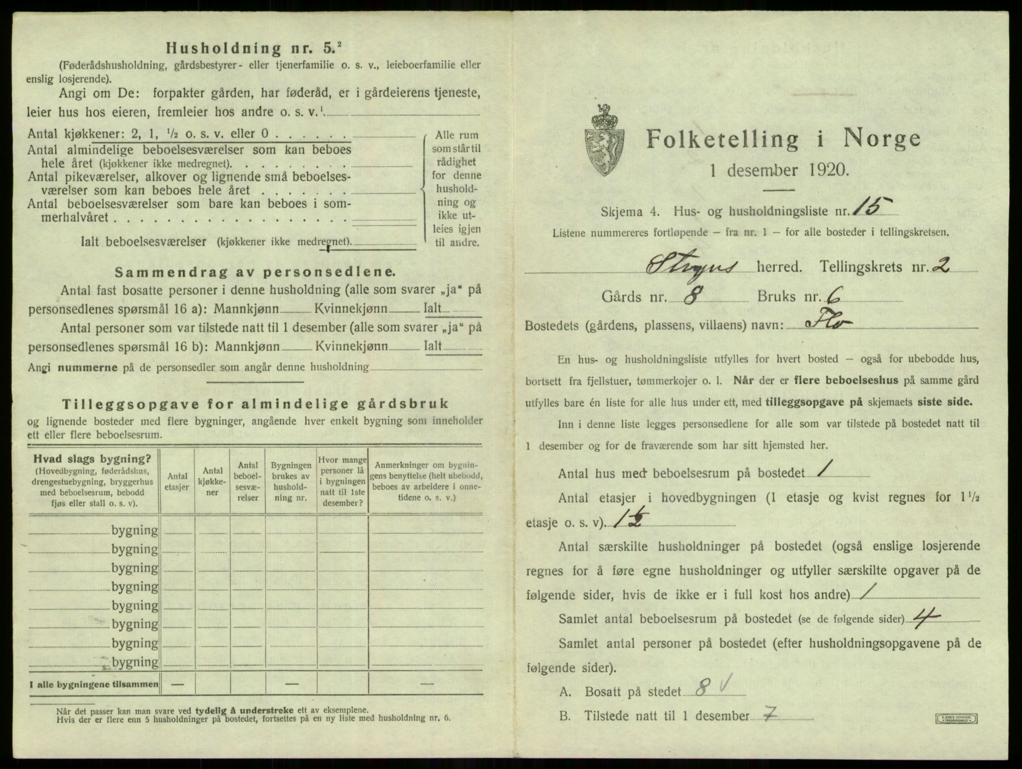 SAB, 1920 census for Stryn, 1920, p. 104