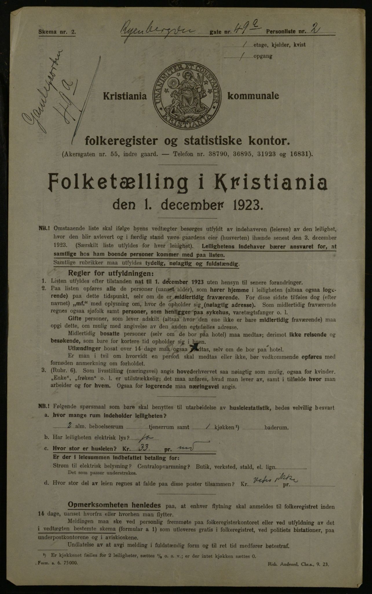 OBA, Municipal Census 1923 for Kristiania, 1923, p. 94711