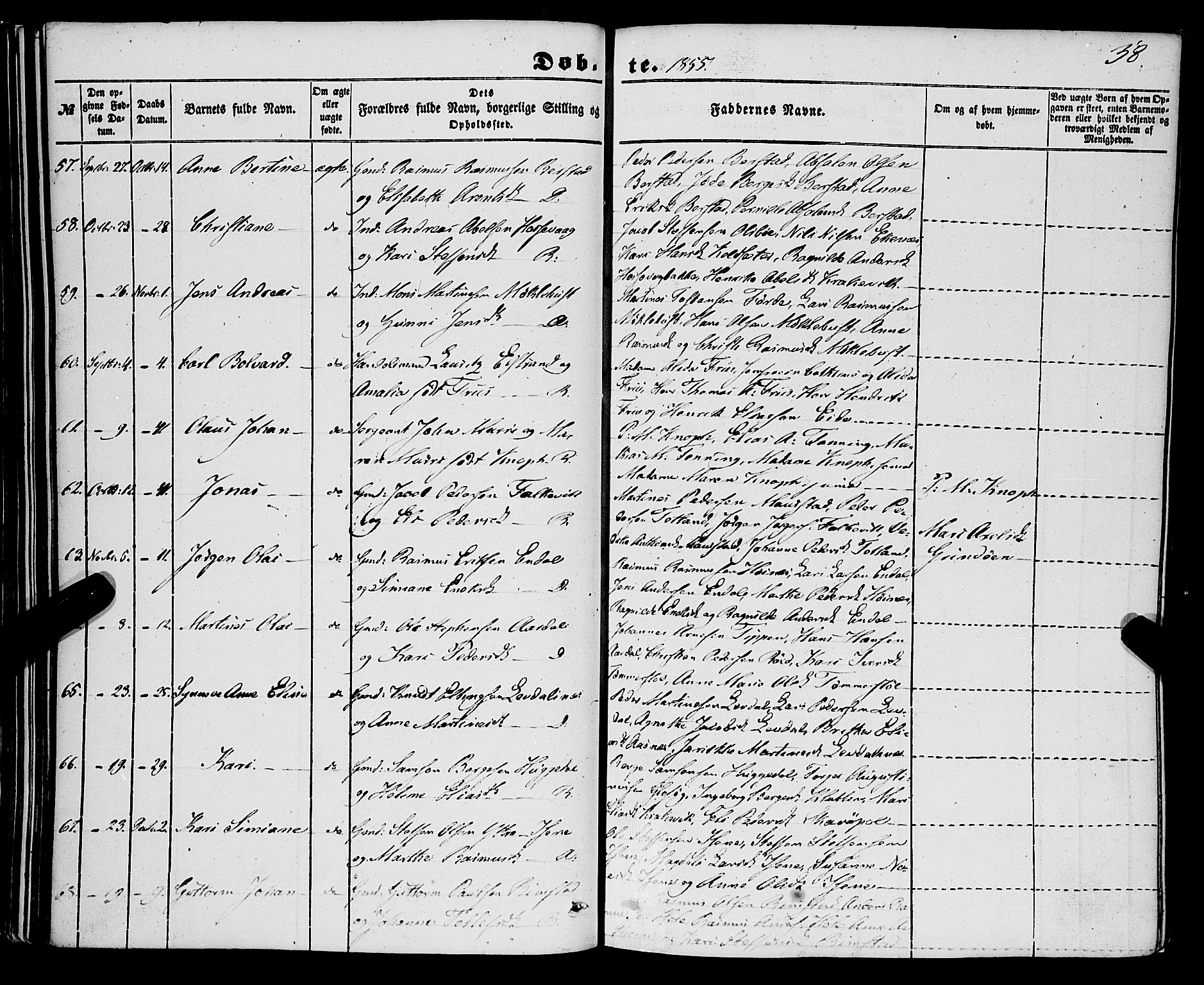 Davik sokneprestembete, AV/SAB-A-79701/H/Haa/Haaa/L0005: Parish register (official) no. A 5, 1850-1866, p. 38