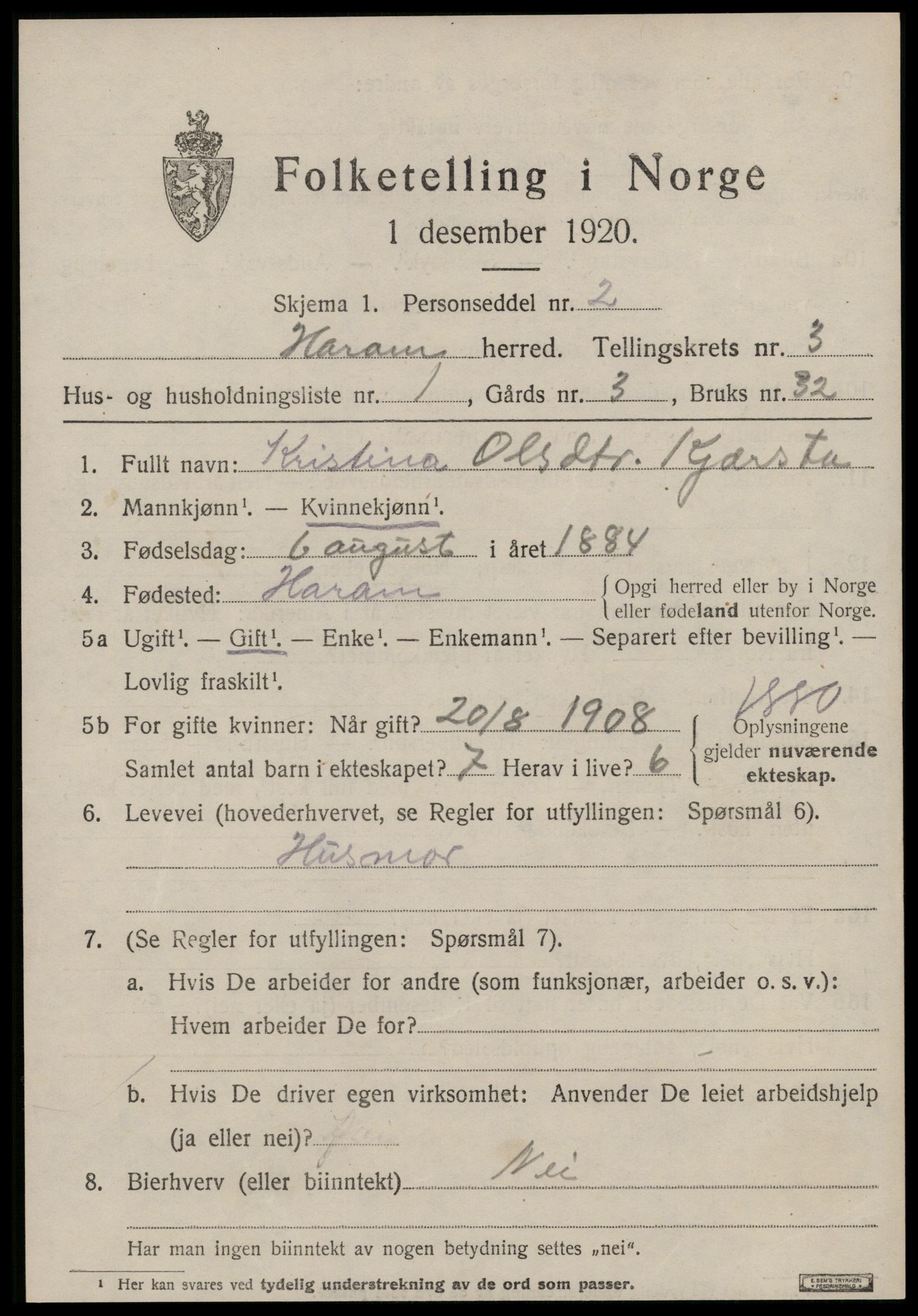 SAT, 1920 census for Haram, 1920, p. 1841