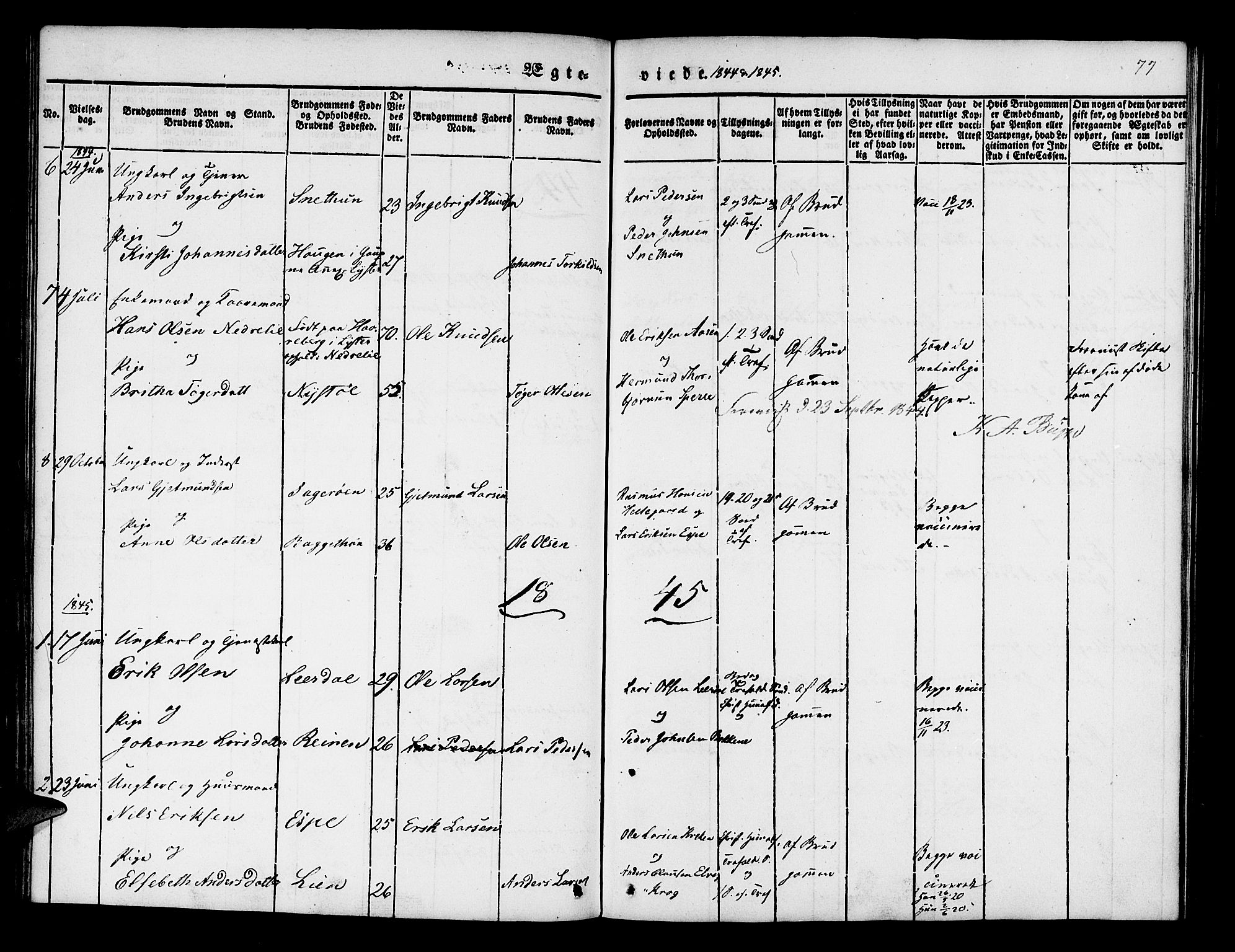 Jostedal sokneprestembete, AV/SAB-A-80601/H/Haa/Haaa/L0004: Parish register (official) no. A 4, 1837-1848, p. 77