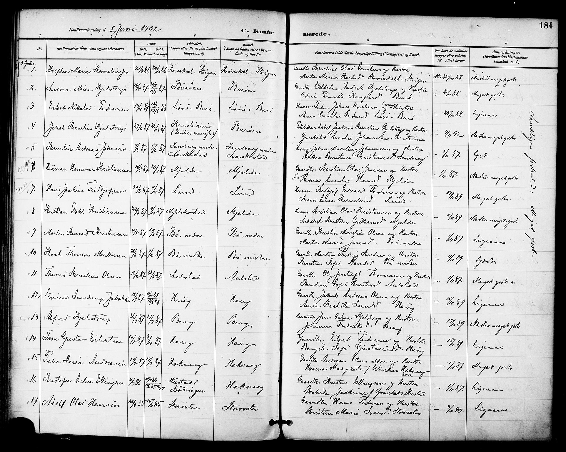 Ministerialprotokoller, klokkerbøker og fødselsregistre - Nordland, AV/SAT-A-1459/855/L0803: Parish register (official) no. 855A11, 1887-1905, p. 184