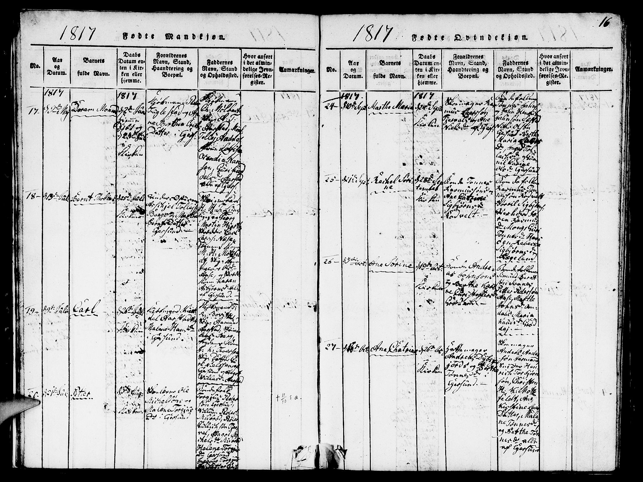 Eigersund sokneprestkontor, AV/SAST-A-101807/S09/L0001: Parish register (copy) no. B 1, 1815-1827, p. 16