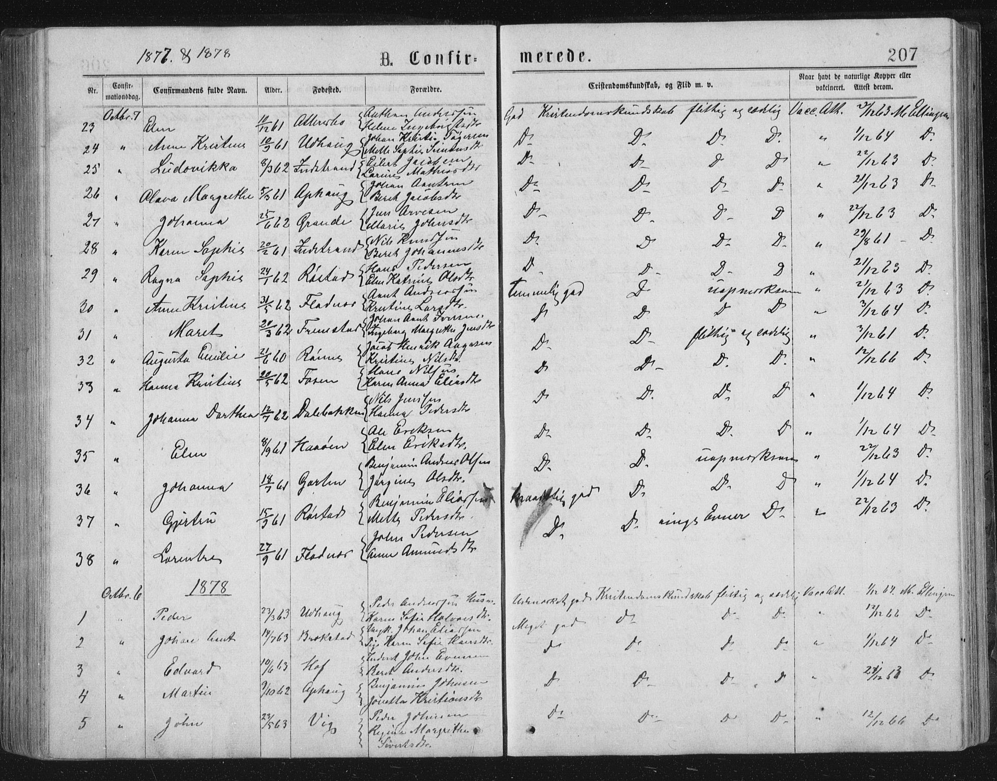Ministerialprotokoller, klokkerbøker og fødselsregistre - Sør-Trøndelag, SAT/A-1456/659/L0745: Parish register (copy) no. 659C02, 1869-1892, p. 207