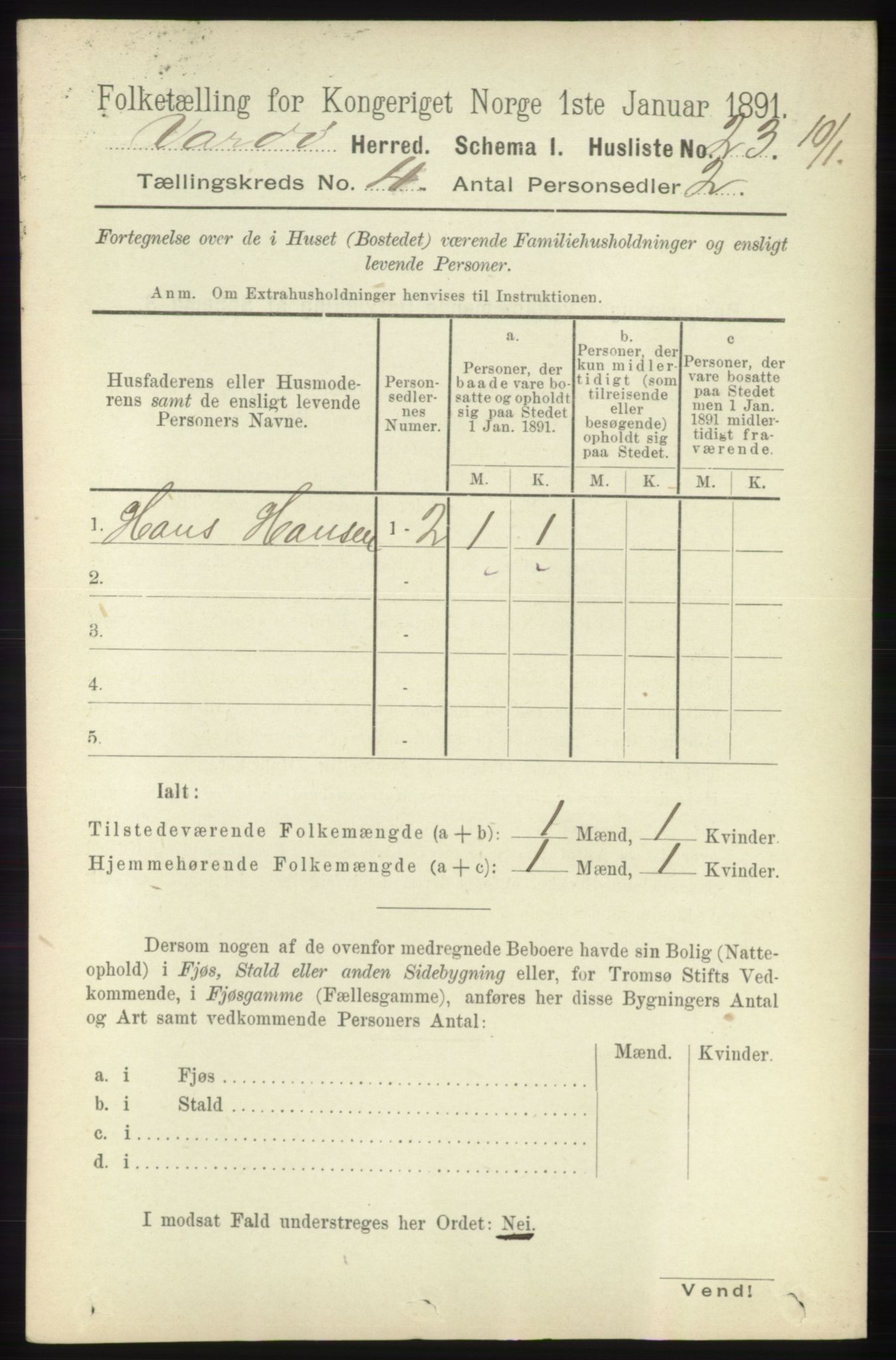 RA, 1891 census for 2028 Vardø, 1891, p. 1077