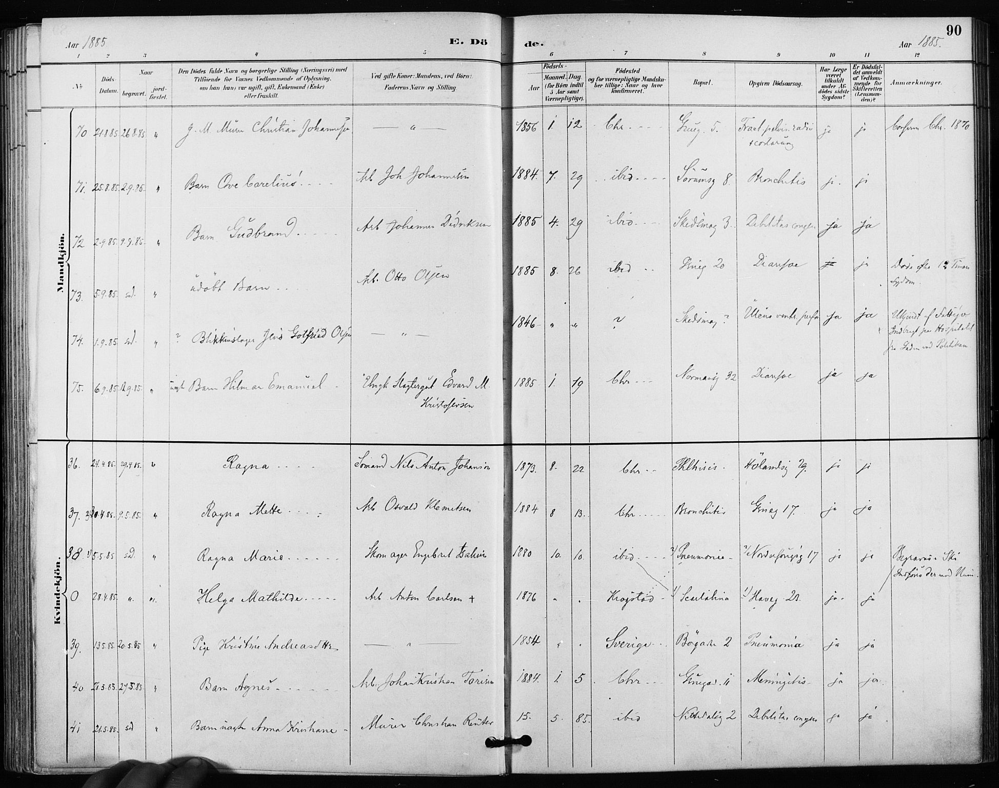 Kampen prestekontor Kirkebøker, AV/SAO-A-10853/F/Fa/L0004: Parish register (official) no. I 4, 1885-1892, p. 90