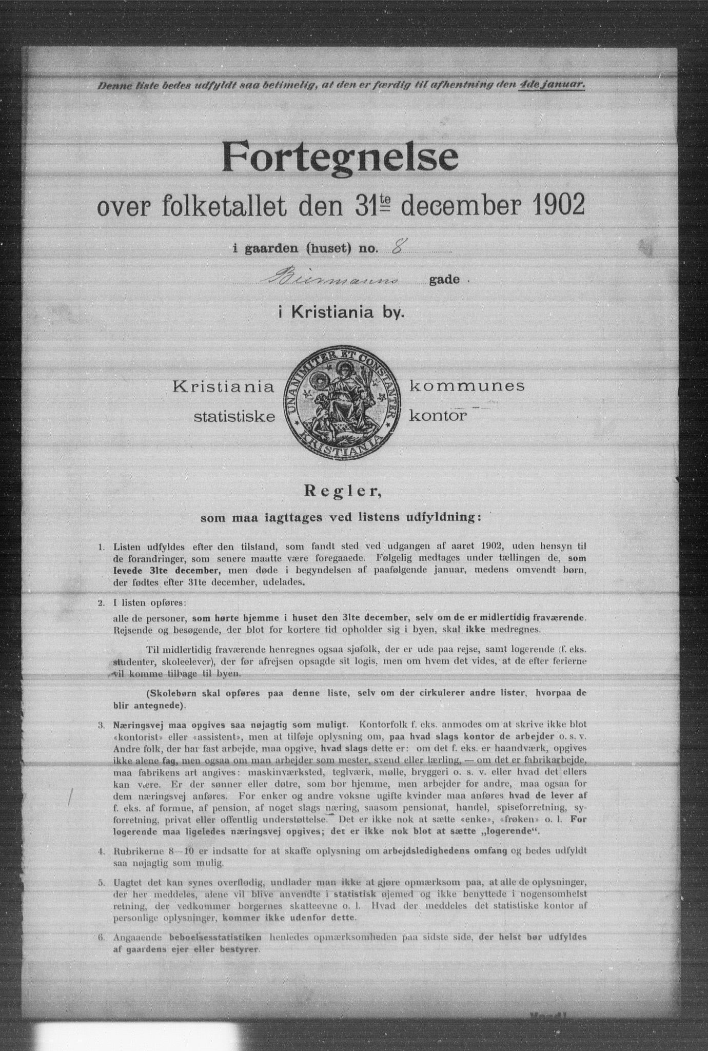 OBA, Municipal Census 1902 for Kristiania, 1902, p. 962