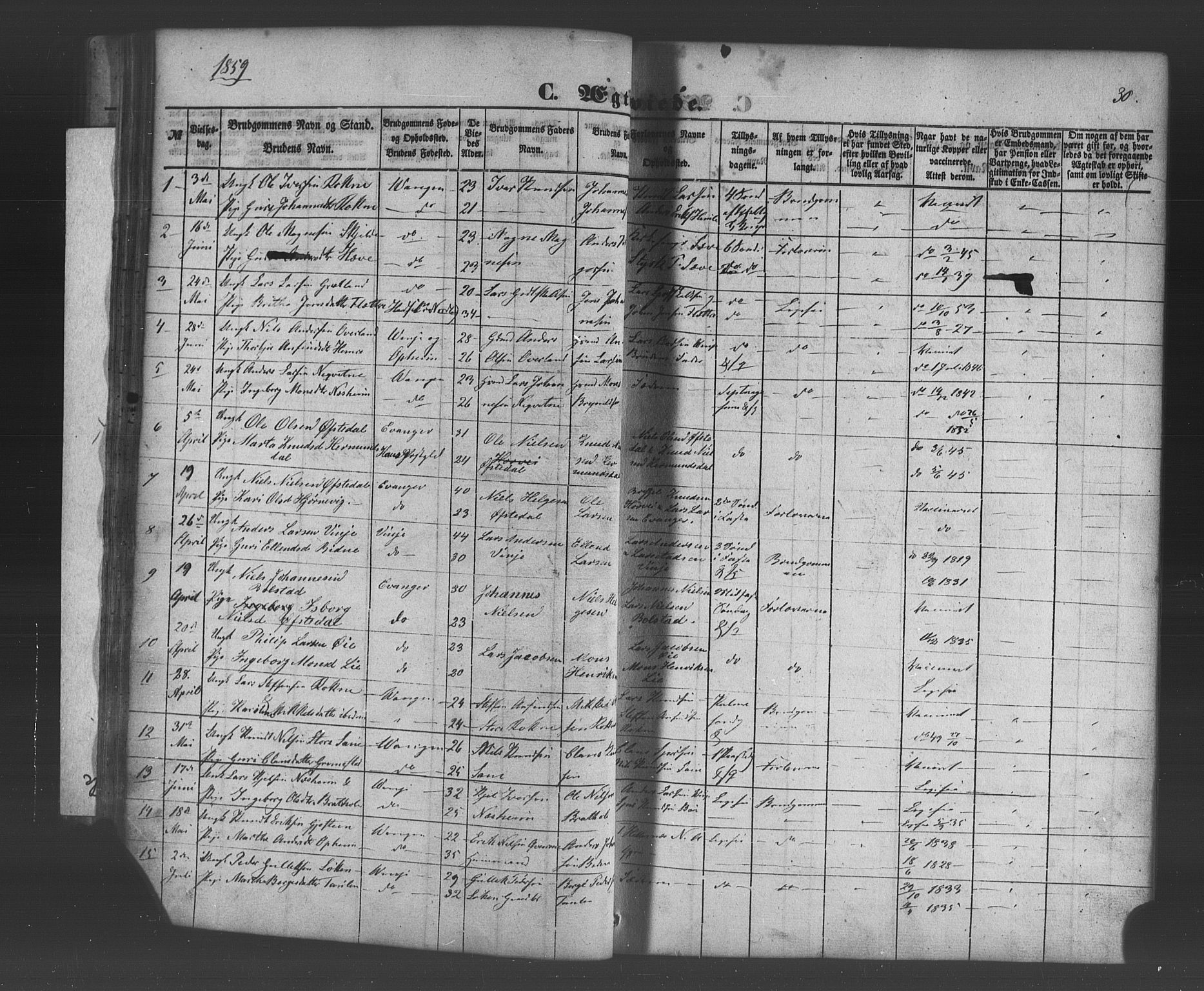 Voss sokneprestembete, SAB/A-79001/H/Haa: Parish register (official) no. A 19, 1851-1886, p. 30