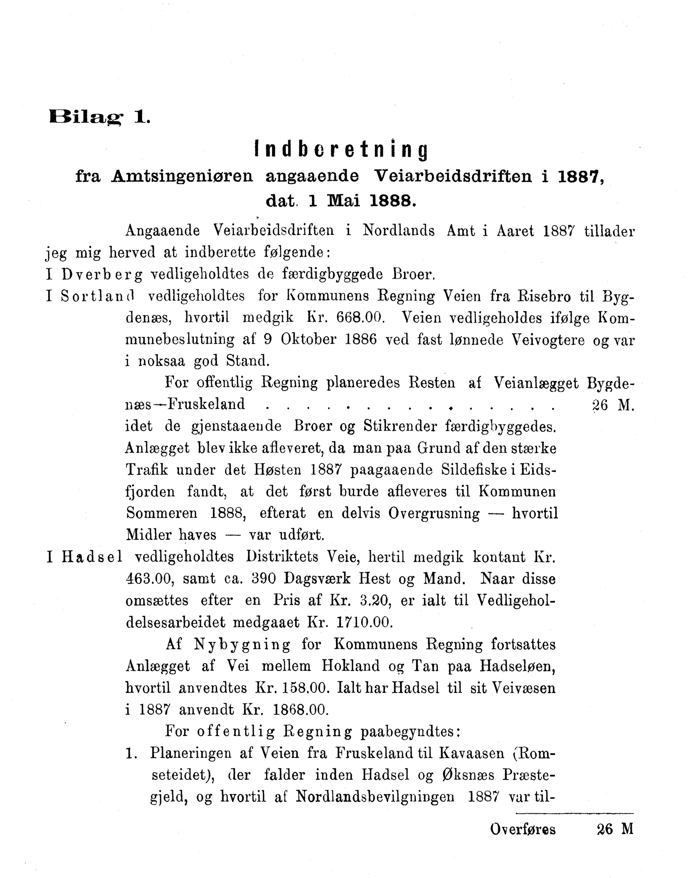 Nordland Fylkeskommune. Fylkestinget, AIN/NFK-17/176/A/Ac/L0015: Fylkestingsforhandlinger 1886-1890, 1886-1890