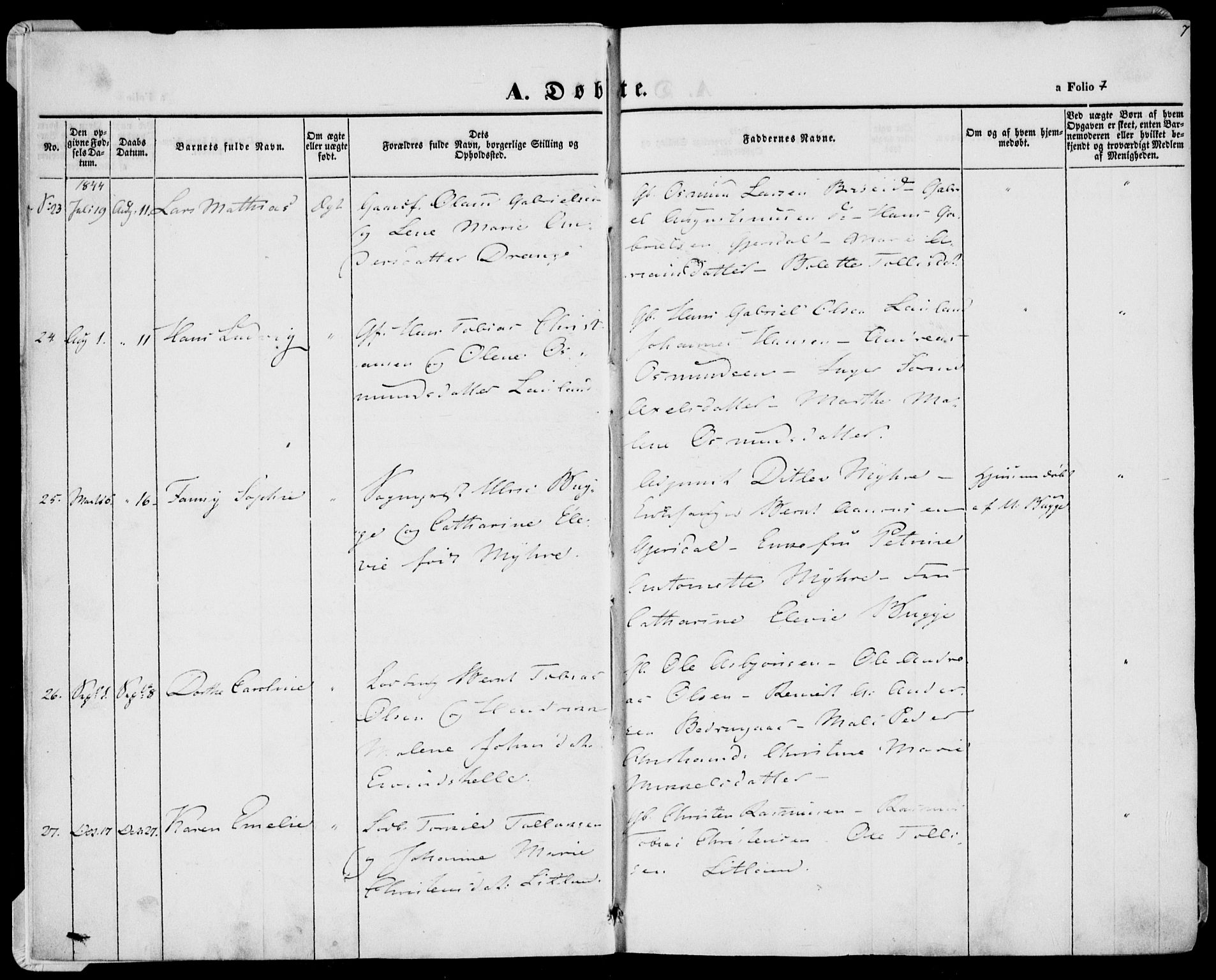 Herad sokneprestkontor, AV/SAK-1111-0018/F/Fa/Faa/L0004: Parish register (official) no. A 4, 1844-1853, p. 7