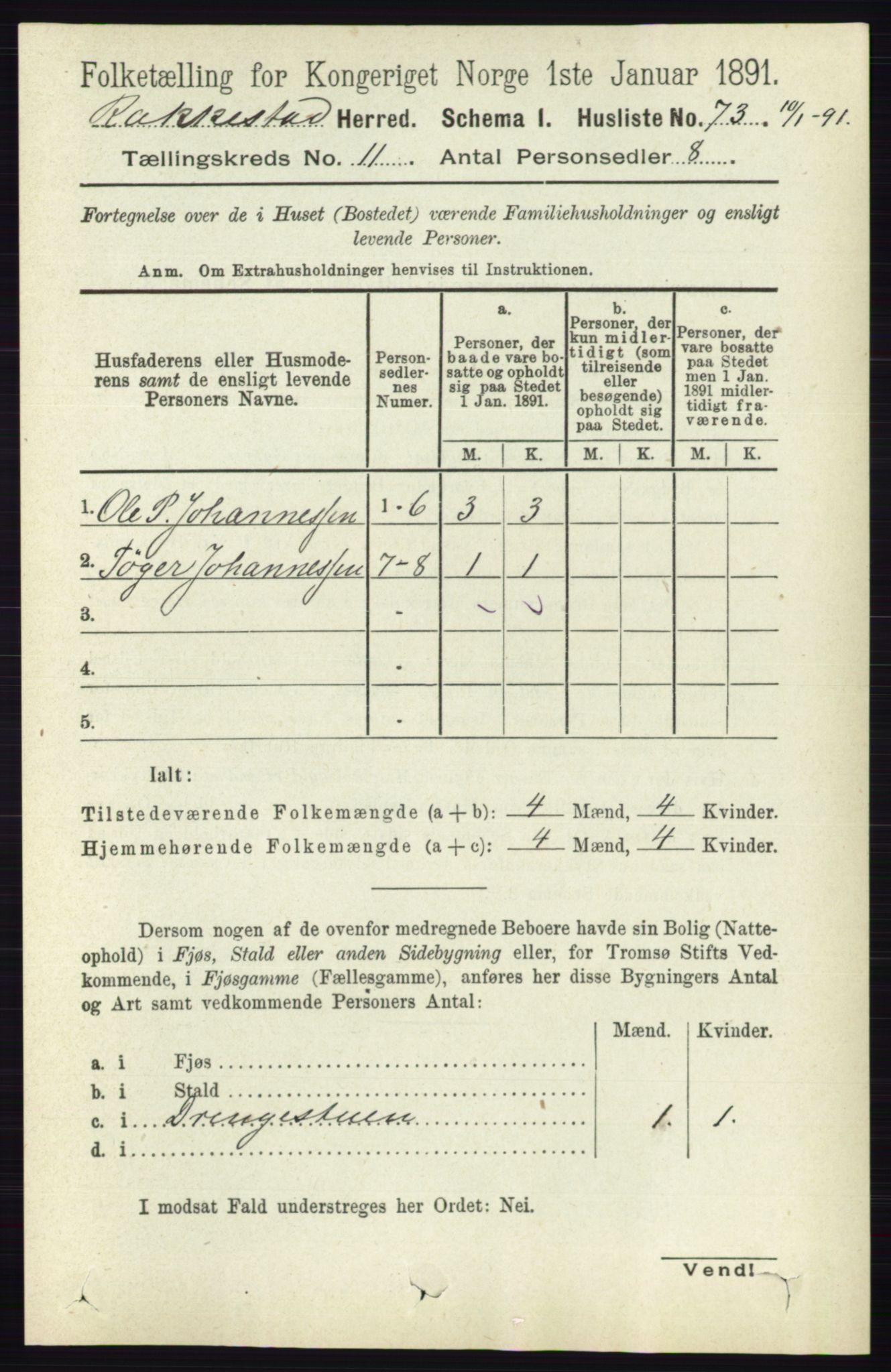 RA, 1891 census for 0128 Rakkestad, 1891, p. 5151