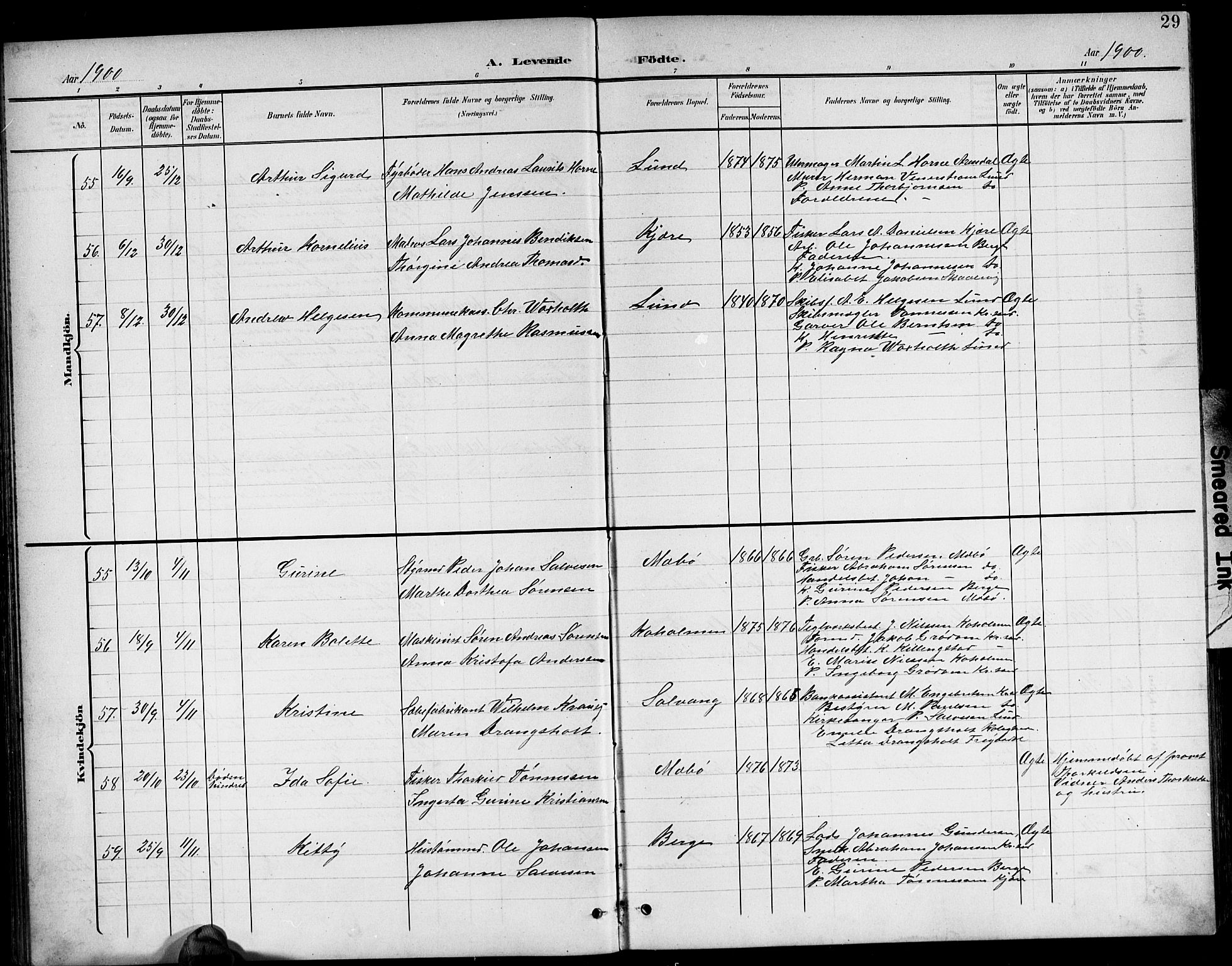 Oddernes sokneprestkontor, AV/SAK-1111-0033/F/Fb/Fba/L0009: Parish register (copy) no. B 9, 1899-1923, p. 29