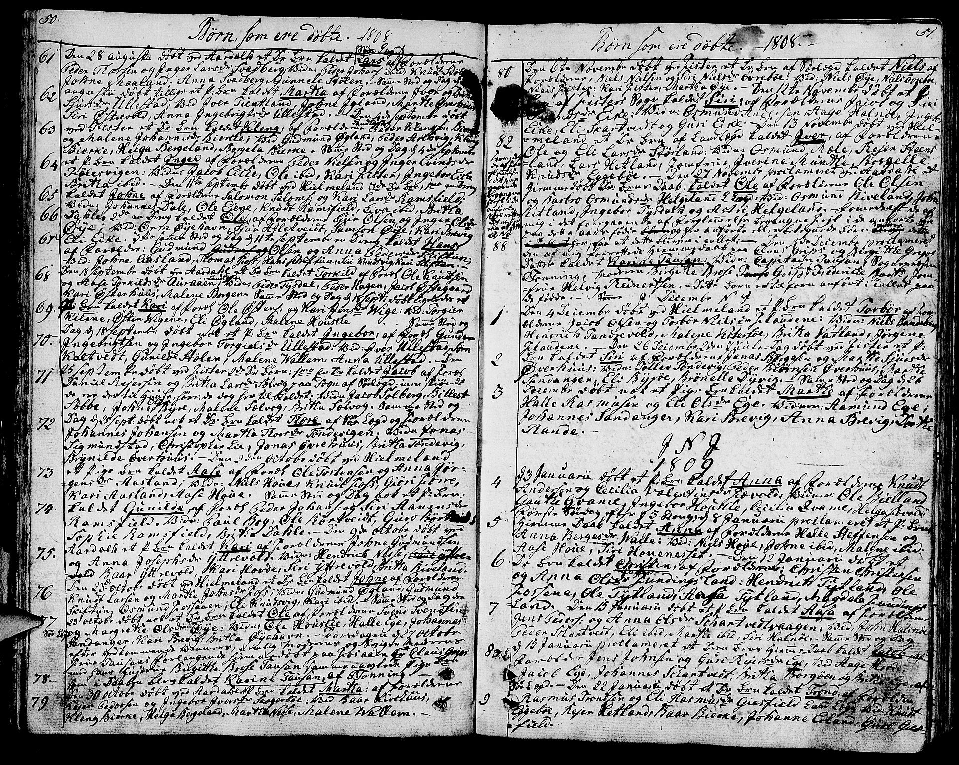 Hjelmeland sokneprestkontor, SAST/A-101843/01/IV/L0002: Parish register (official) no. A 2, 1799-1816, p. 50-51