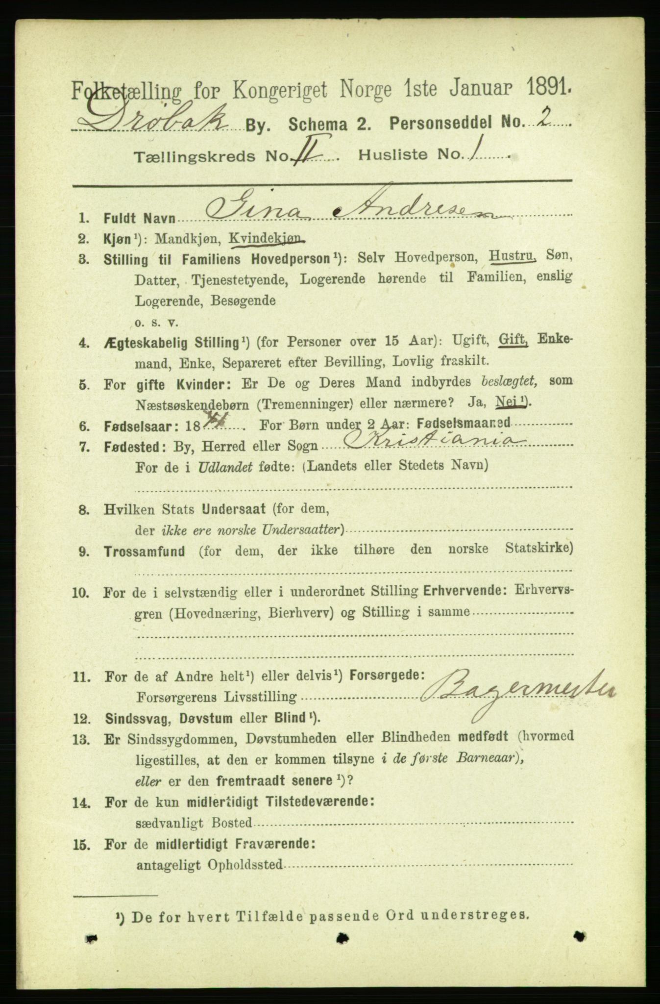 RA, 1891 census for 0203 Drøbak, 1891, p. 1022