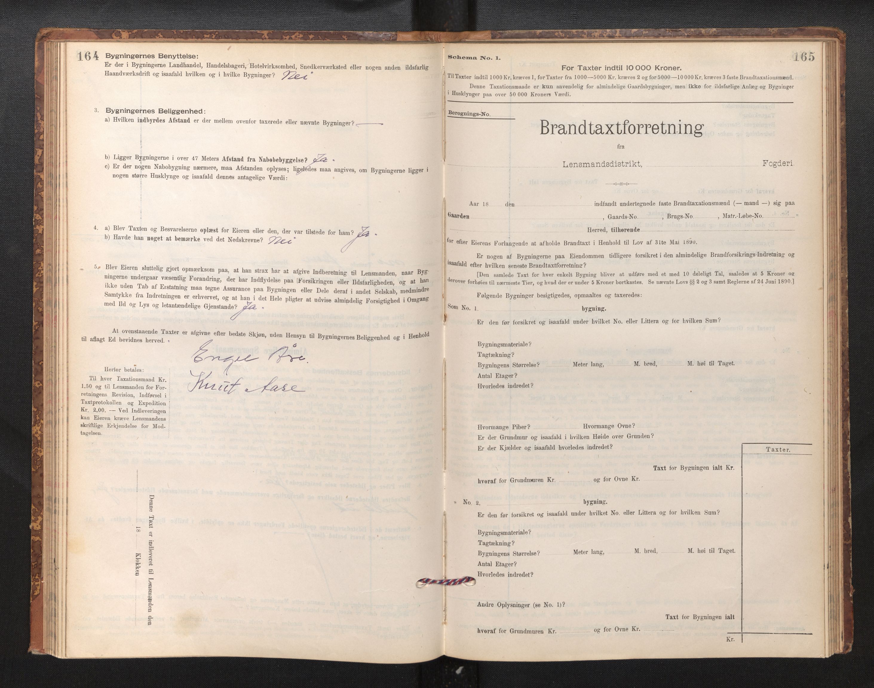 Lensmannen i Fusa, SAB/A-32401/1/0012/L0003: Branntakstprotokoll, skjematakst, 1895-1950, p. 164-165