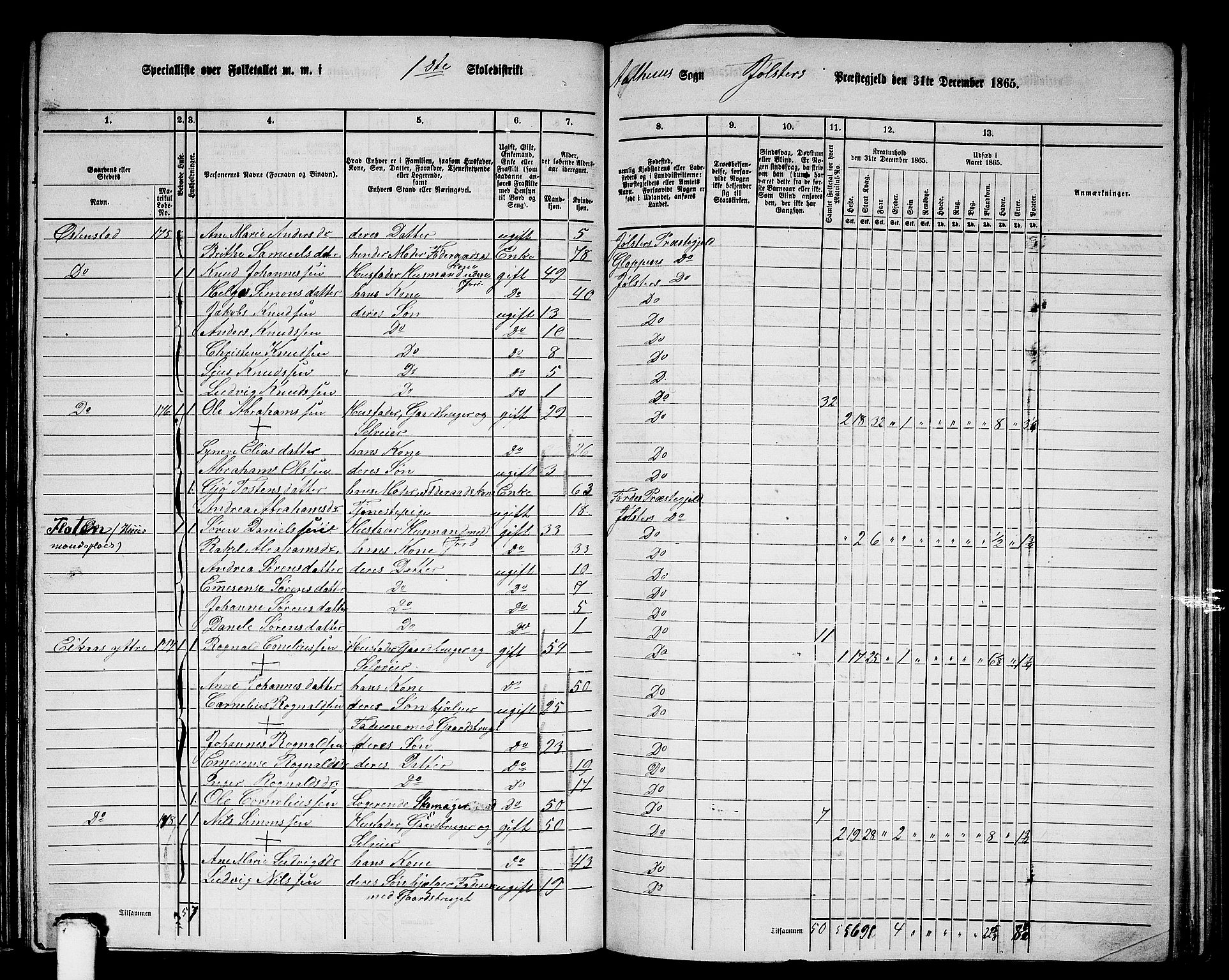 RA, 1865 census for Jølster, 1865, p. 96