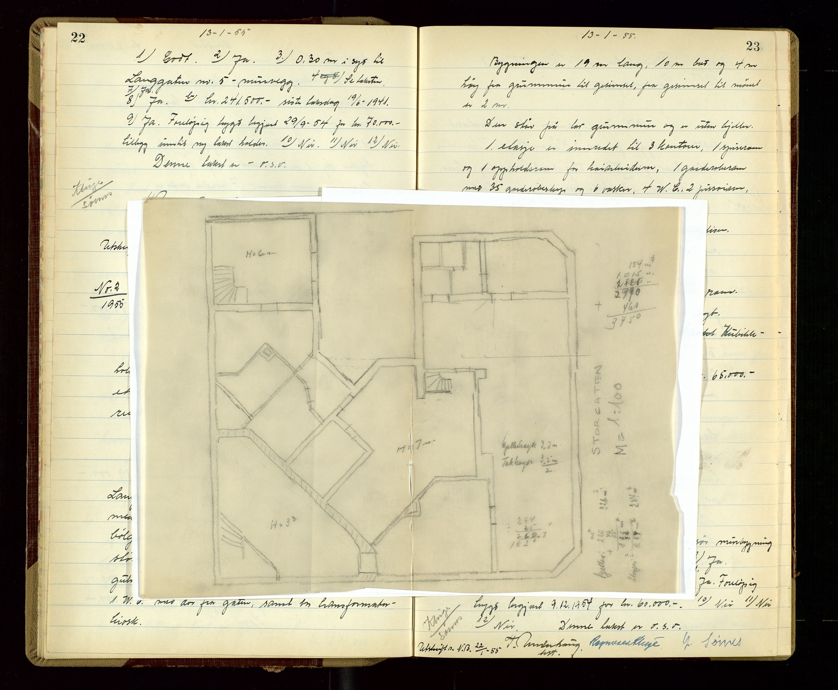 Sandnes lensmannskontor, AV/SAST-A-100167/Goa/L0007: "Brandtakstprotokol", 1954-1955, p. 22-23