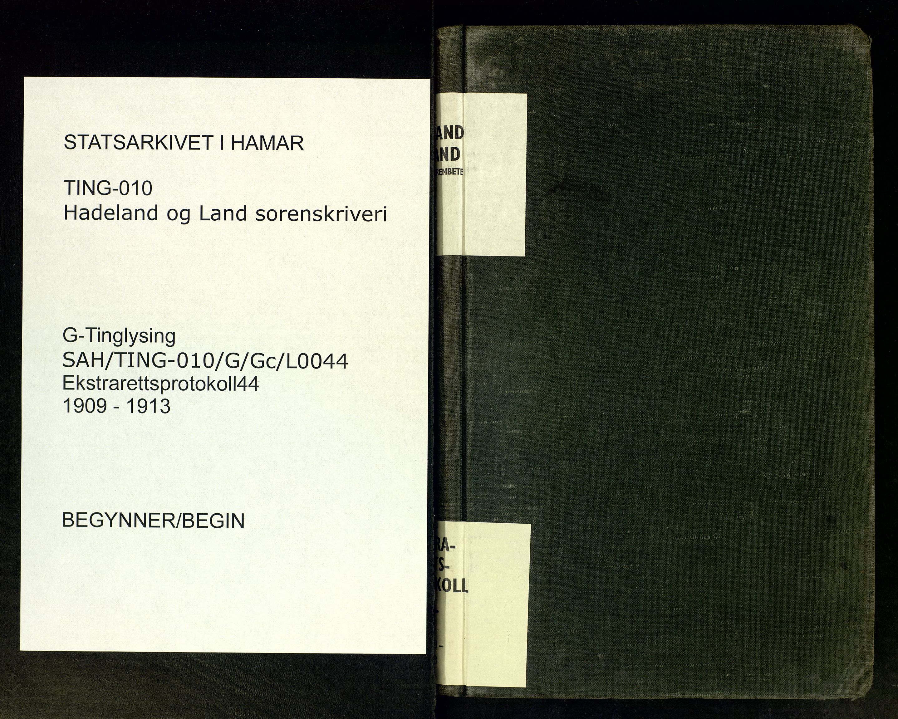 Hadeland og Land tingrett, SAH/TING-010/G/Gc/L0044: Ekstrarettsprotokoll, 1909-1913