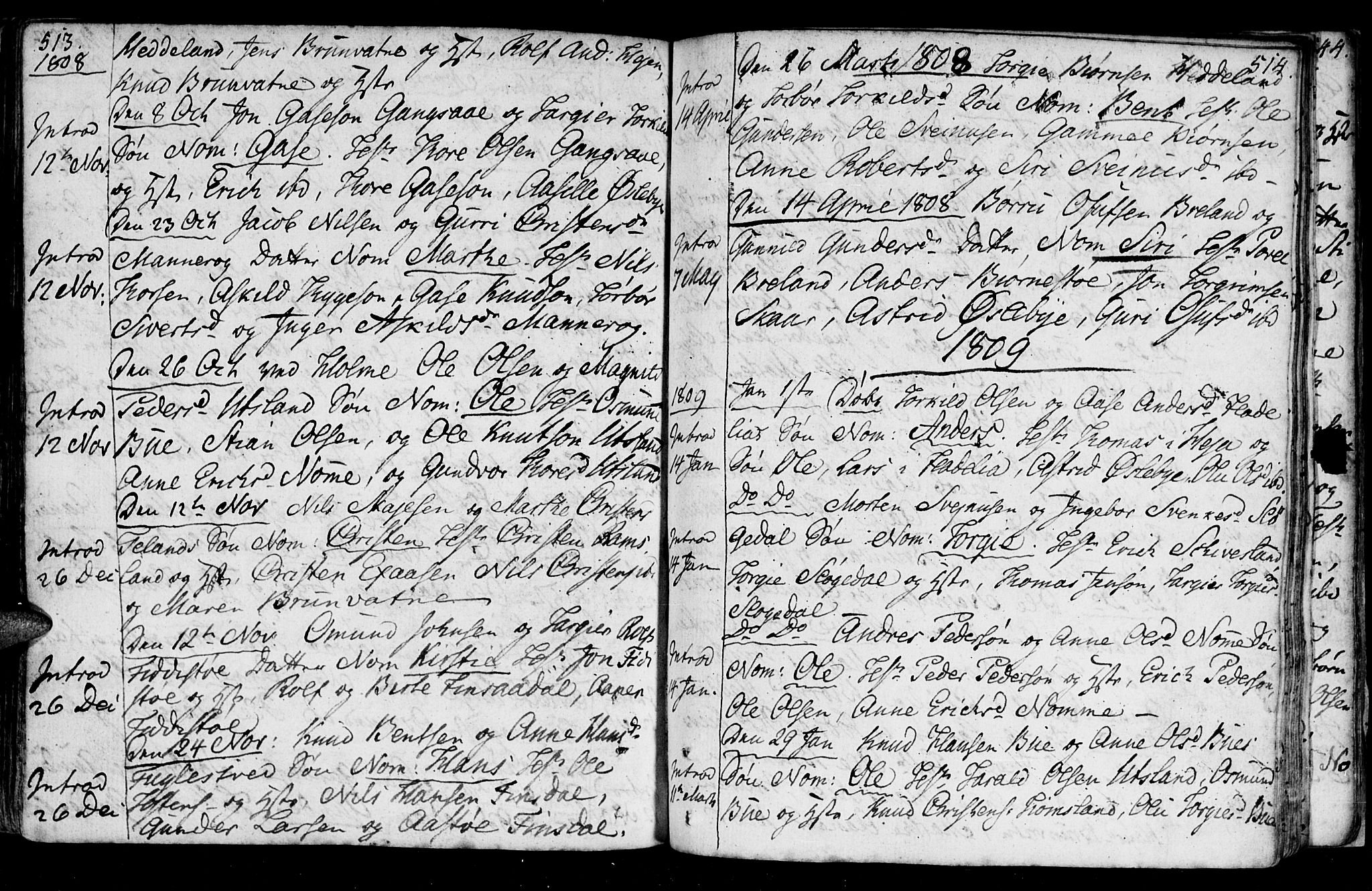 Holum sokneprestkontor, SAK/1111-0022/F/Fa/Fac/L0001: Parish register (official) no. A 1, 1773-1820, p. 513-514