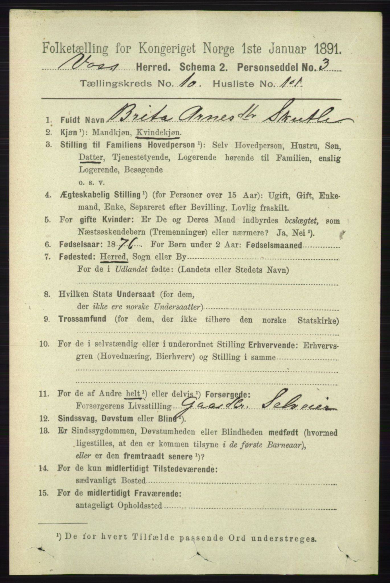 RA, 1891 census for 1235 Voss, 1891, p. 5708