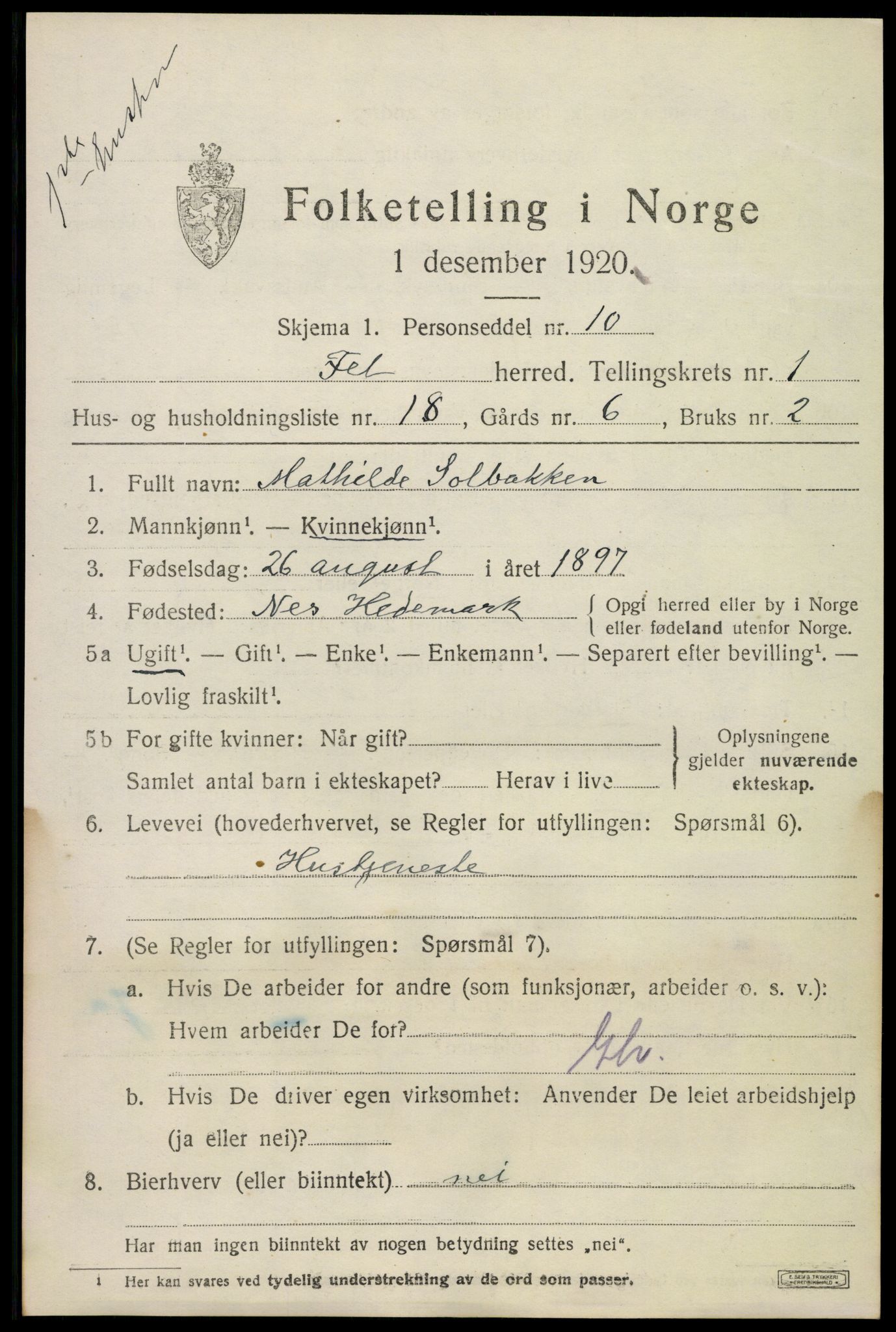 SAO, 1920 census for Fet, 1920, p. 2028