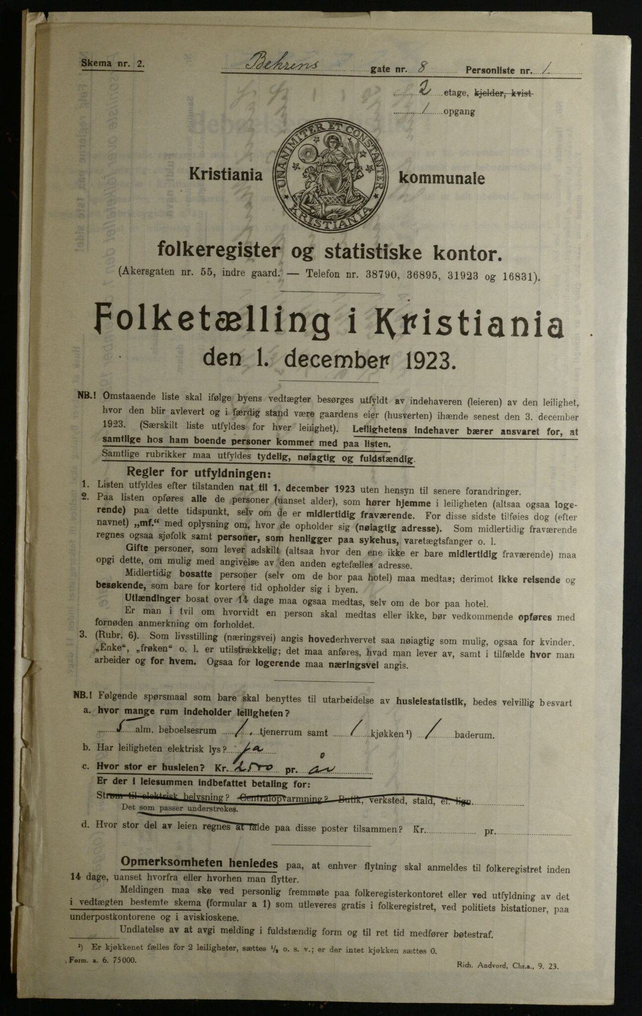 OBA, Municipal Census 1923 for Kristiania, 1923, p. 4104