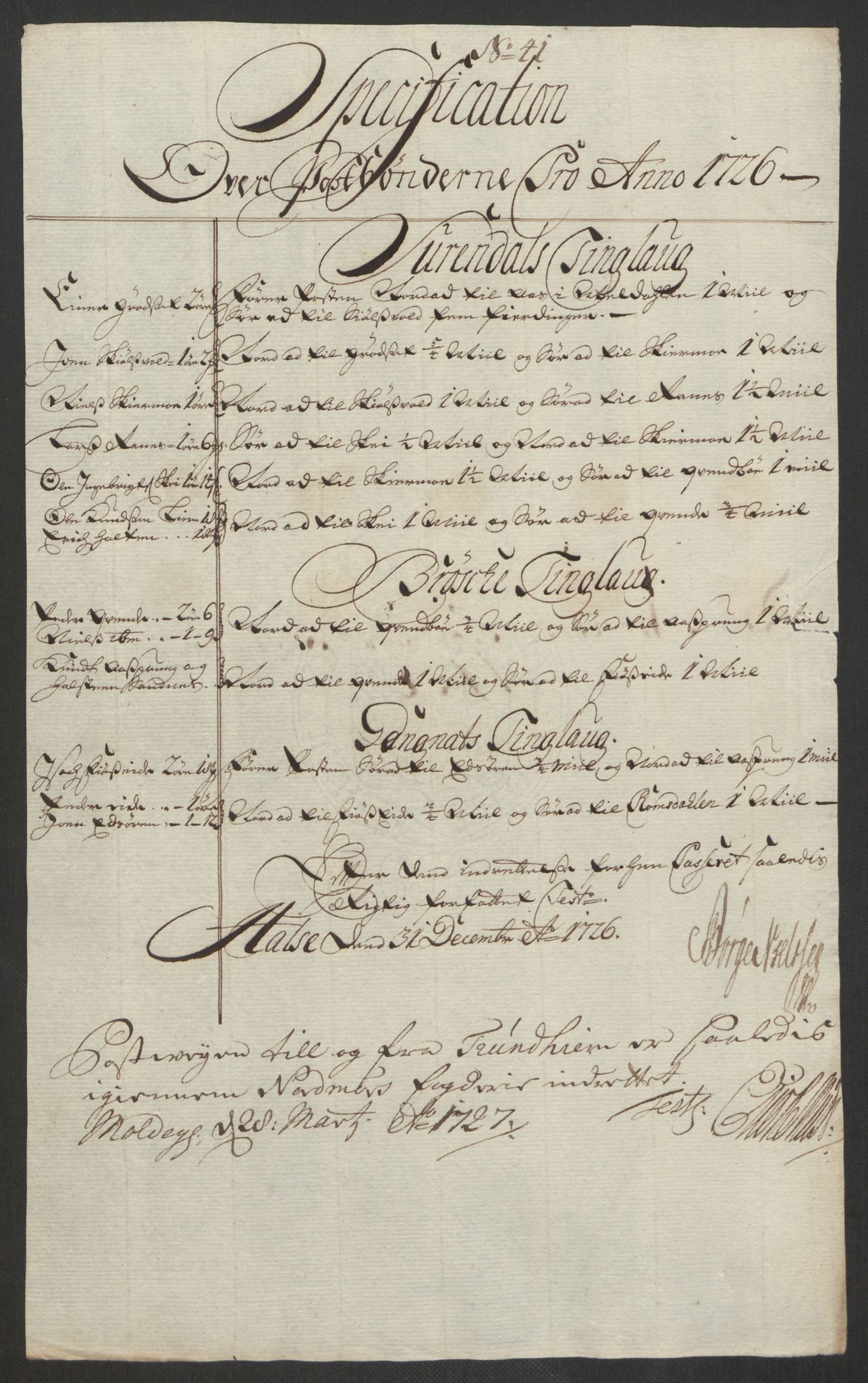 Rentekammeret inntil 1814, Reviderte regnskaper, Fogderegnskap, RA/EA-4092/R56/L3759: Fogderegnskap Nordmøre, 1726, p. 240
