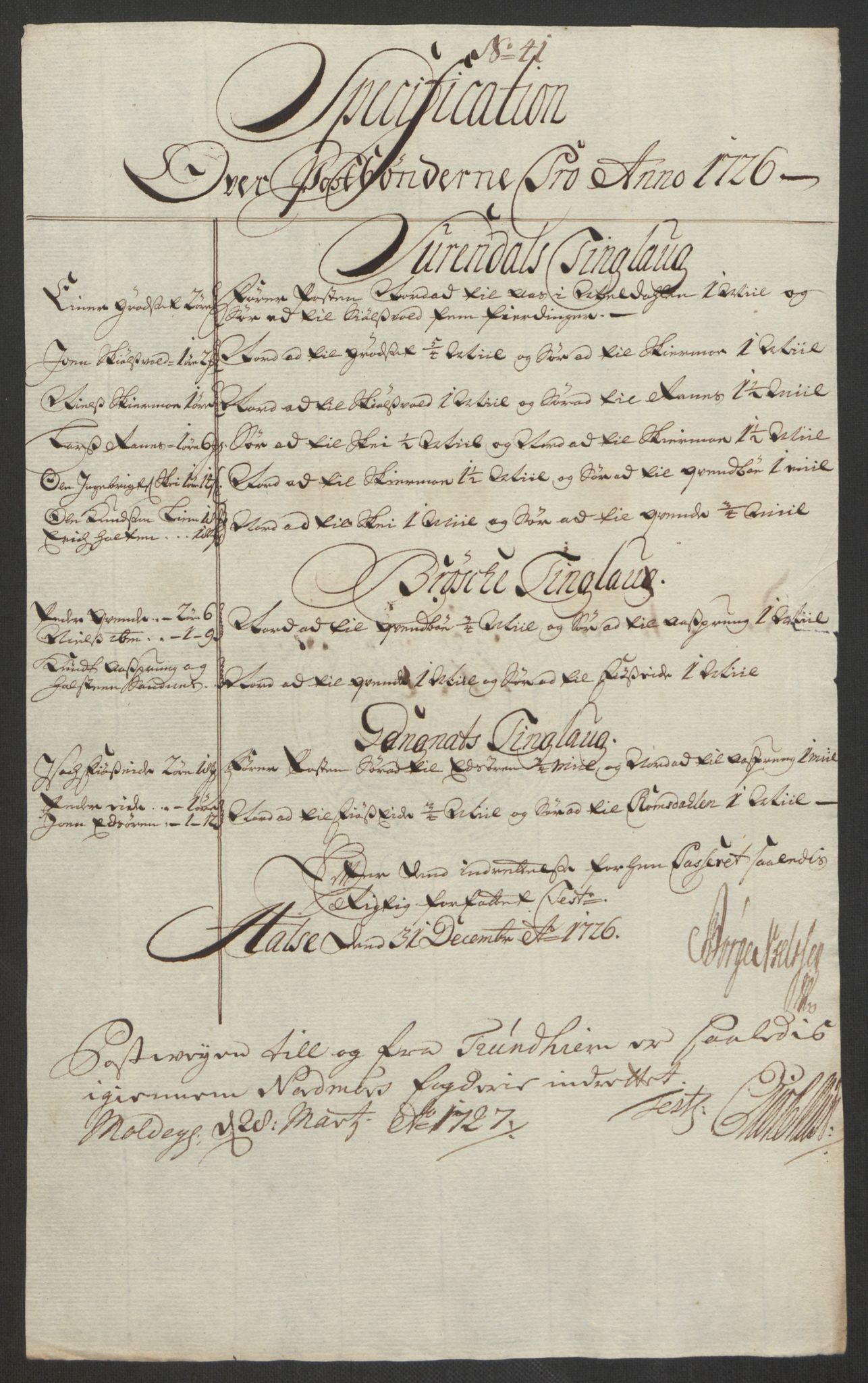 Rentekammeret inntil 1814, Reviderte regnskaper, Fogderegnskap, AV/RA-EA-4092/R56/L3759: Fogderegnskap Nordmøre, 1726, p. 240