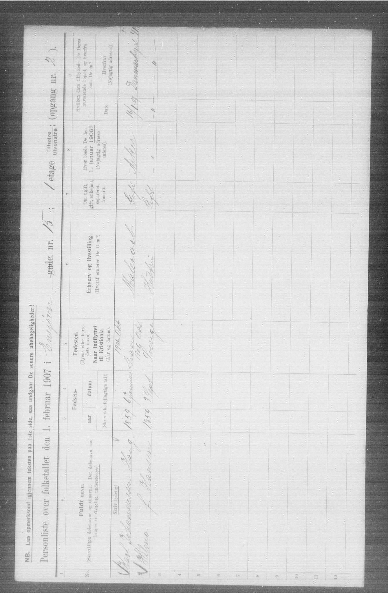 OBA, Municipal Census 1907 for Kristiania, 1907, p. 11084