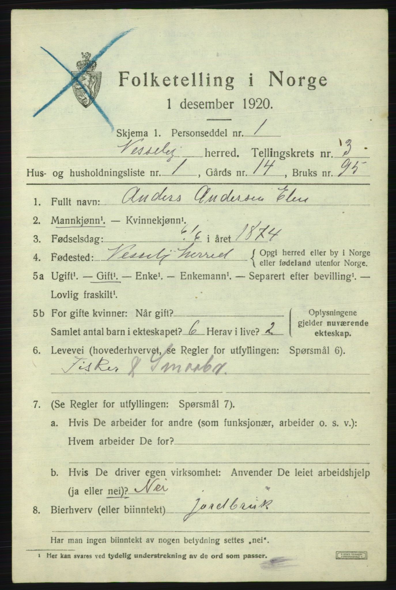 SATØ, 1920 census for Nesseby, 1920, p. 1385