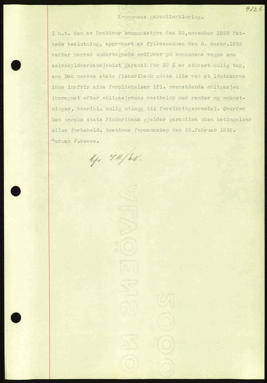 Nordmøre sorenskriveri, AV/SAT-A-4132/1/2/2Ca: Mortgage book no. B84, 1938-1939, Diary no: : 718/1939