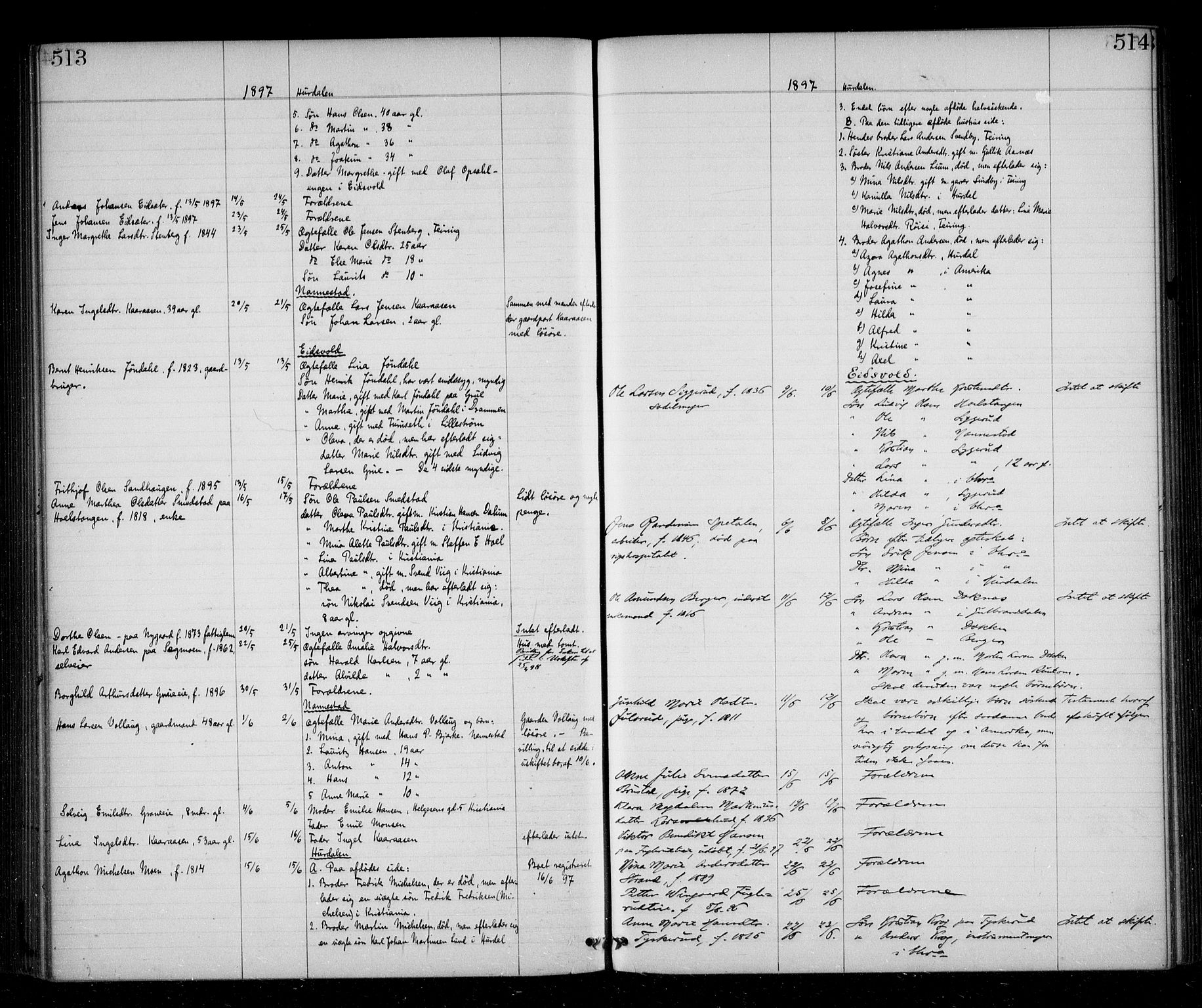 Eidsvoll tingrett, AV/SAO-A-10371/H/Ha/Haa/L0002: Dødsmeldingsprotokoll - Sorenskriveriet, 1863-1910, p. 513-514