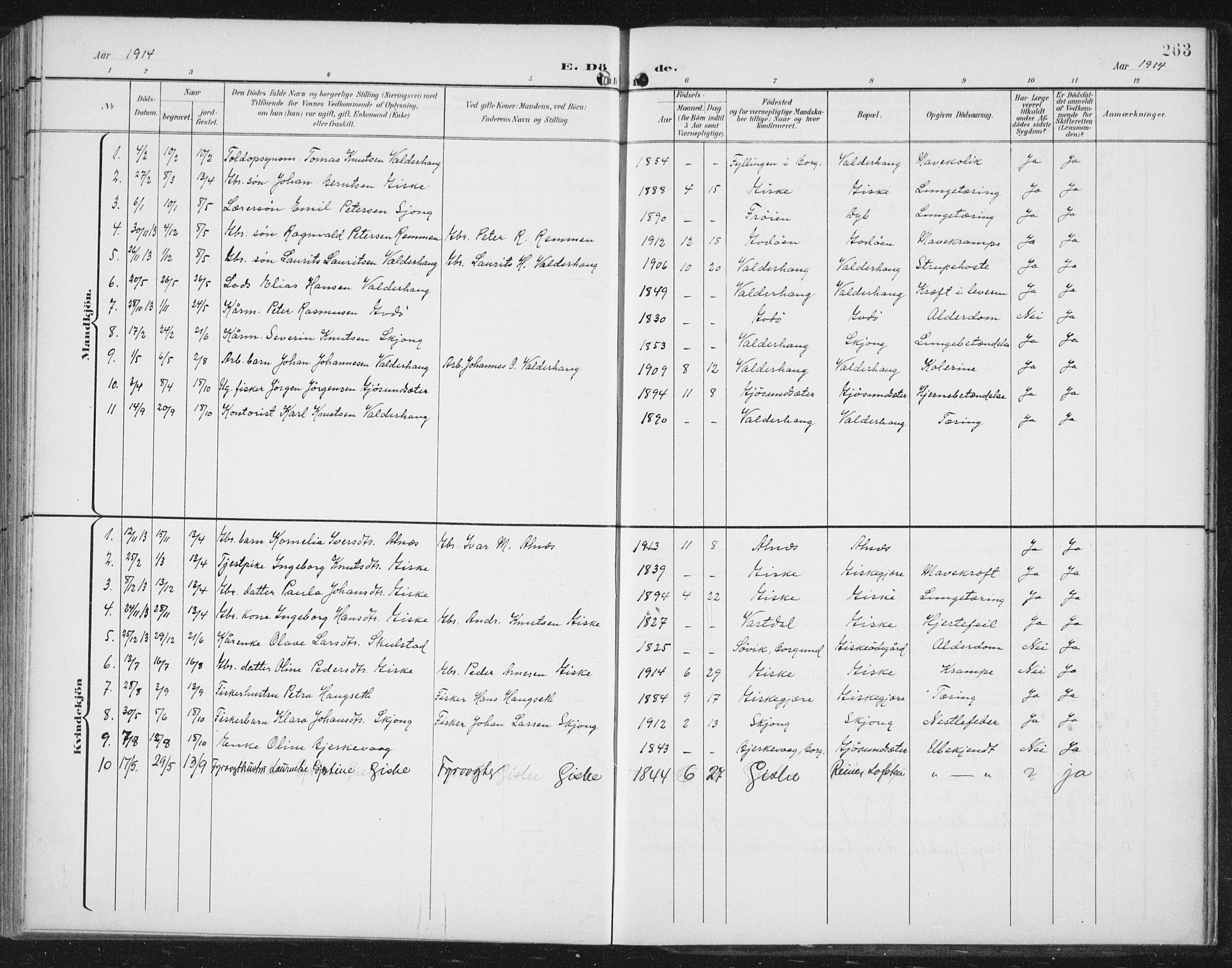 Ministerialprotokoller, klokkerbøker og fødselsregistre - Møre og Romsdal, AV/SAT-A-1454/534/L0489: Parish register (copy) no. 534C01, 1899-1941, p. 263