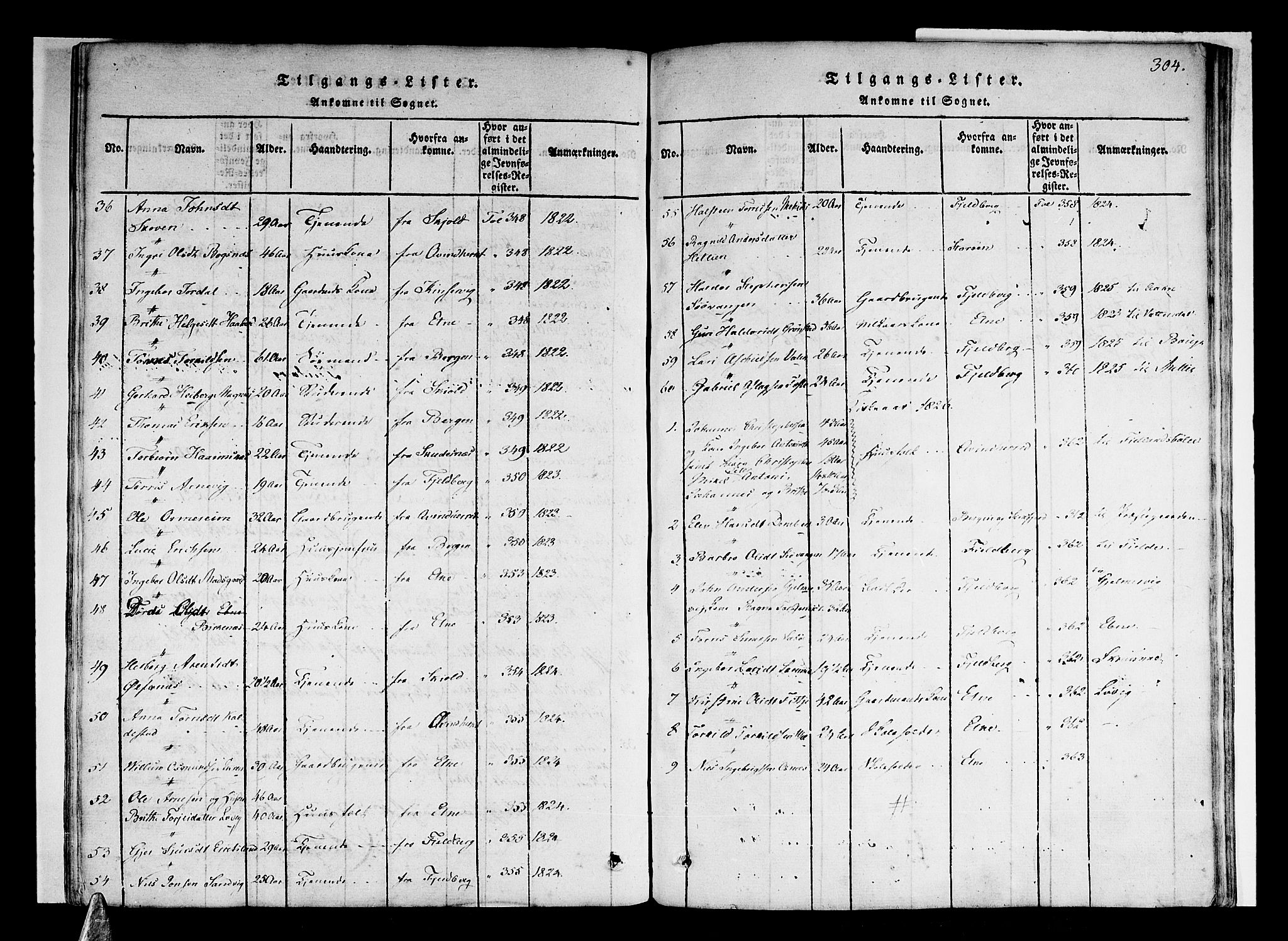 Skånevik sokneprestembete, AV/SAB-A-77801/H/Haa: Parish register (official) no. A 3, 1815-1828, p. 304