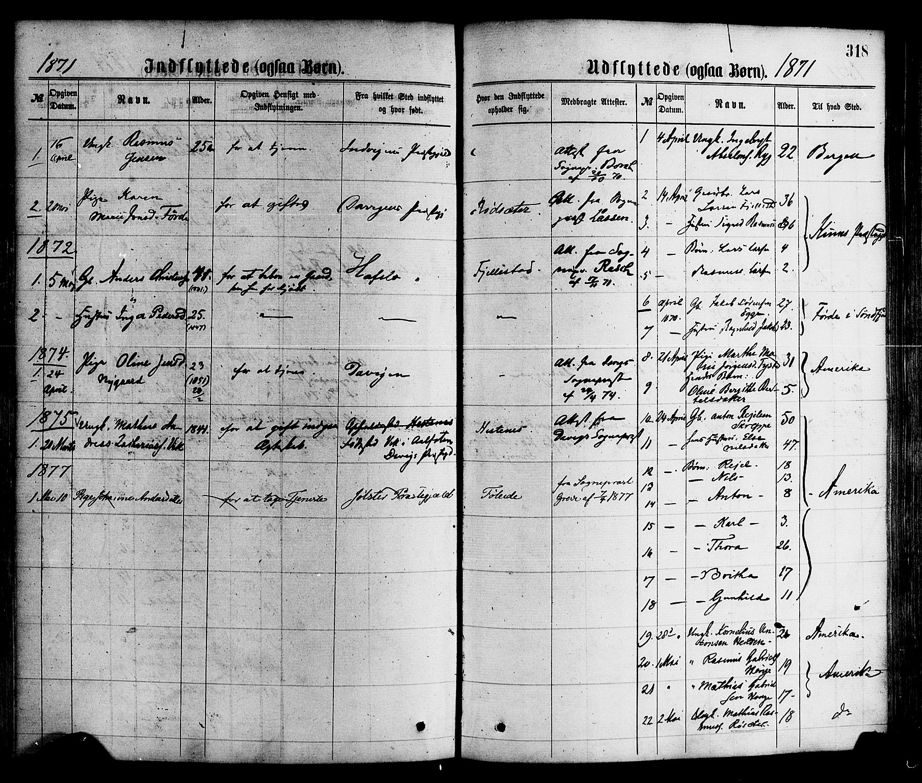 Gloppen sokneprestembete, AV/SAB-A-80101/H/Haa/Haaa/L0010: Parish register (official) no. A 10, 1871-1884, p. 318