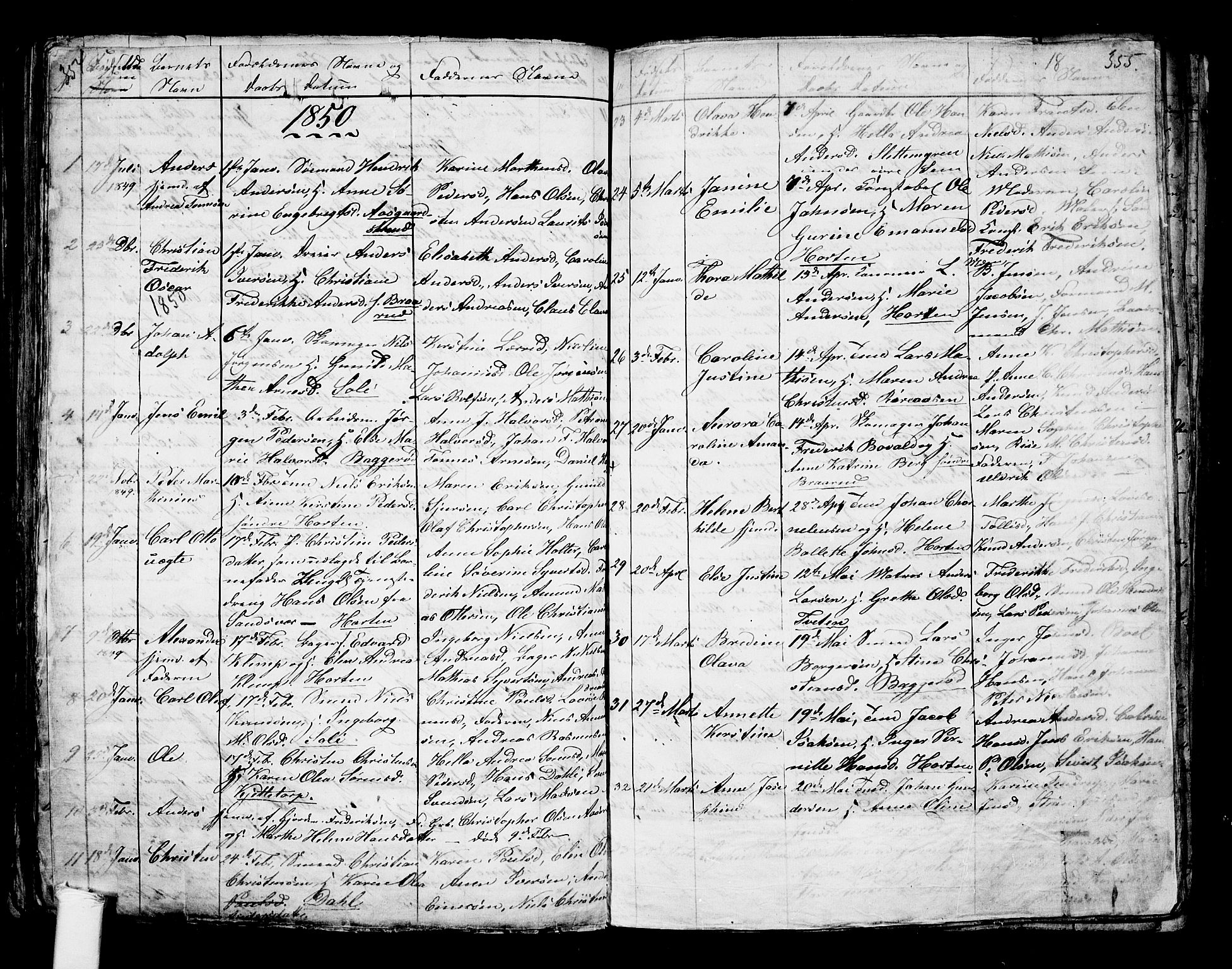 Borre kirkebøker, AV/SAKO-A-338/G/Ga/L0001: Parish register (copy) no. I 1, 1815-1851, p. 354-355