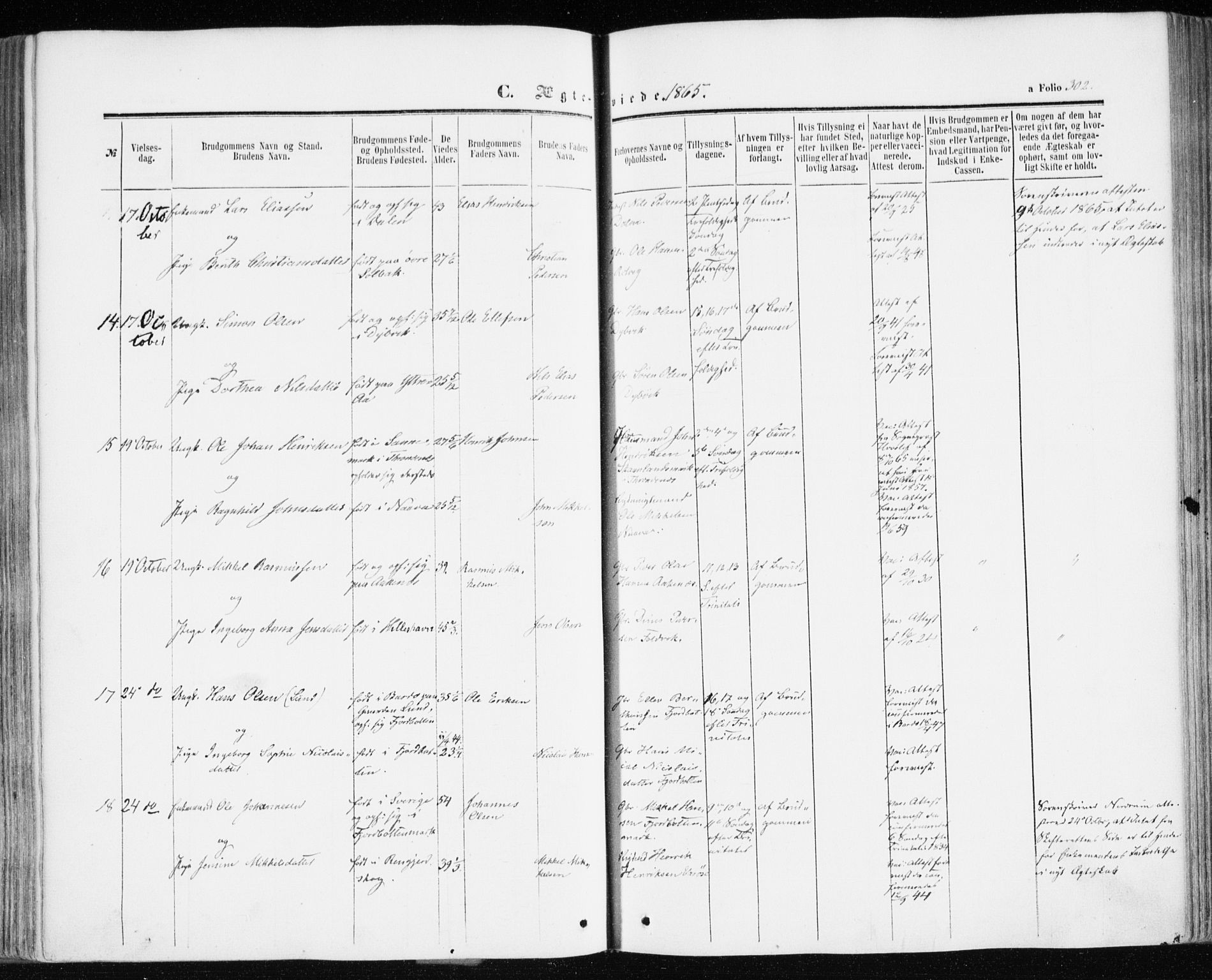 Ibestad sokneprestembete, SATØ/S-0077/H/Ha/Haa/L0009kirke: Parish register (official) no. 9, 1859-1868, p. 302