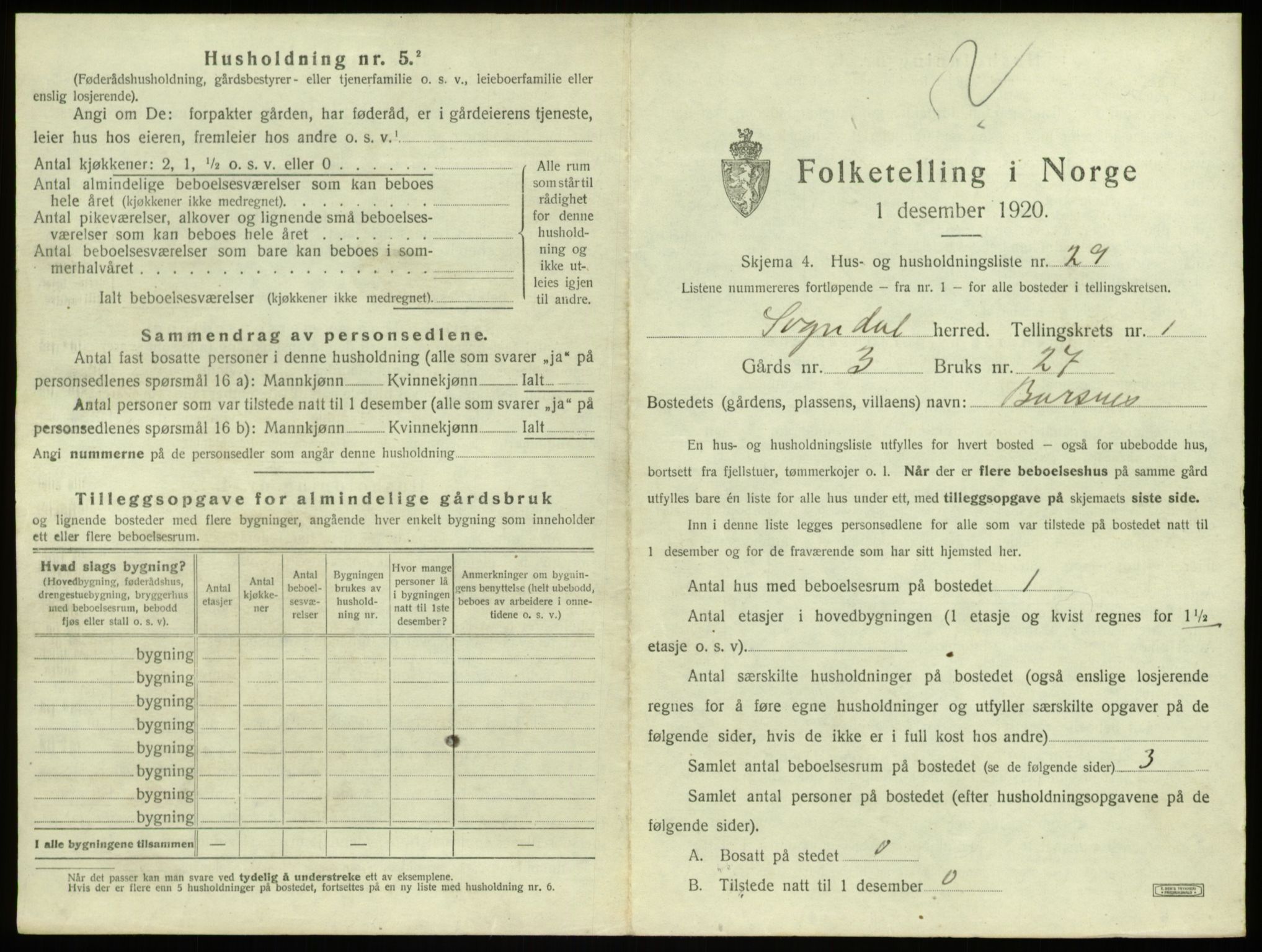 SAB, 1920 census for Sogndal, 1920, p. 131