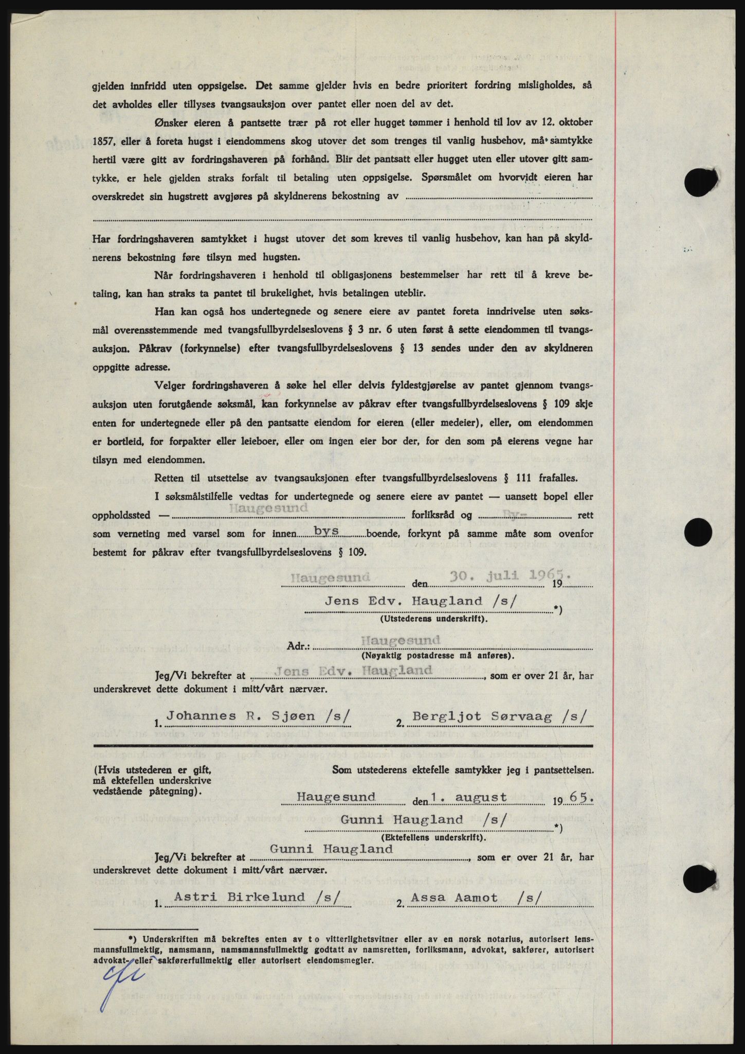 Haugesund tingrett, SAST/A-101415/01/II/IIC/L0053: Mortgage book no. B 53, 1965-1965, Diary no: : 1922/1965