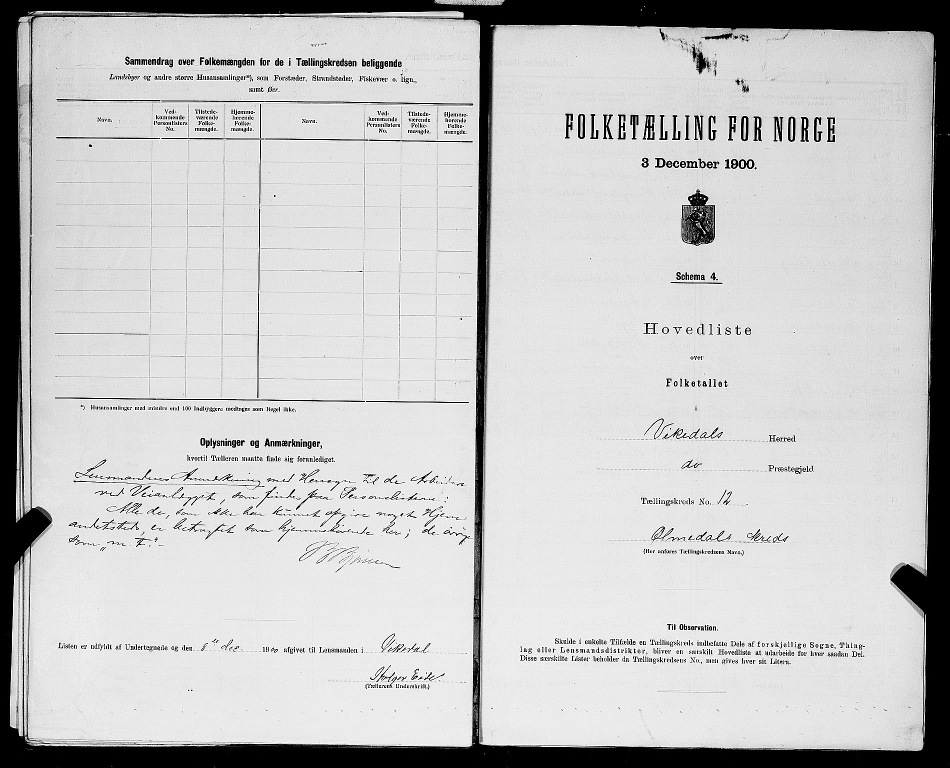 SAST, 1900 census for Vikedal, 1900, p. 45