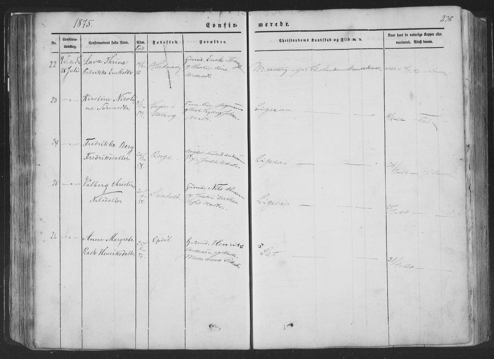 Ministerialprotokoller, klokkerbøker og fødselsregistre - Nordland, AV/SAT-A-1459/881/L1165: Parish register (copy) no. 881C02, 1854-1876, p. 236