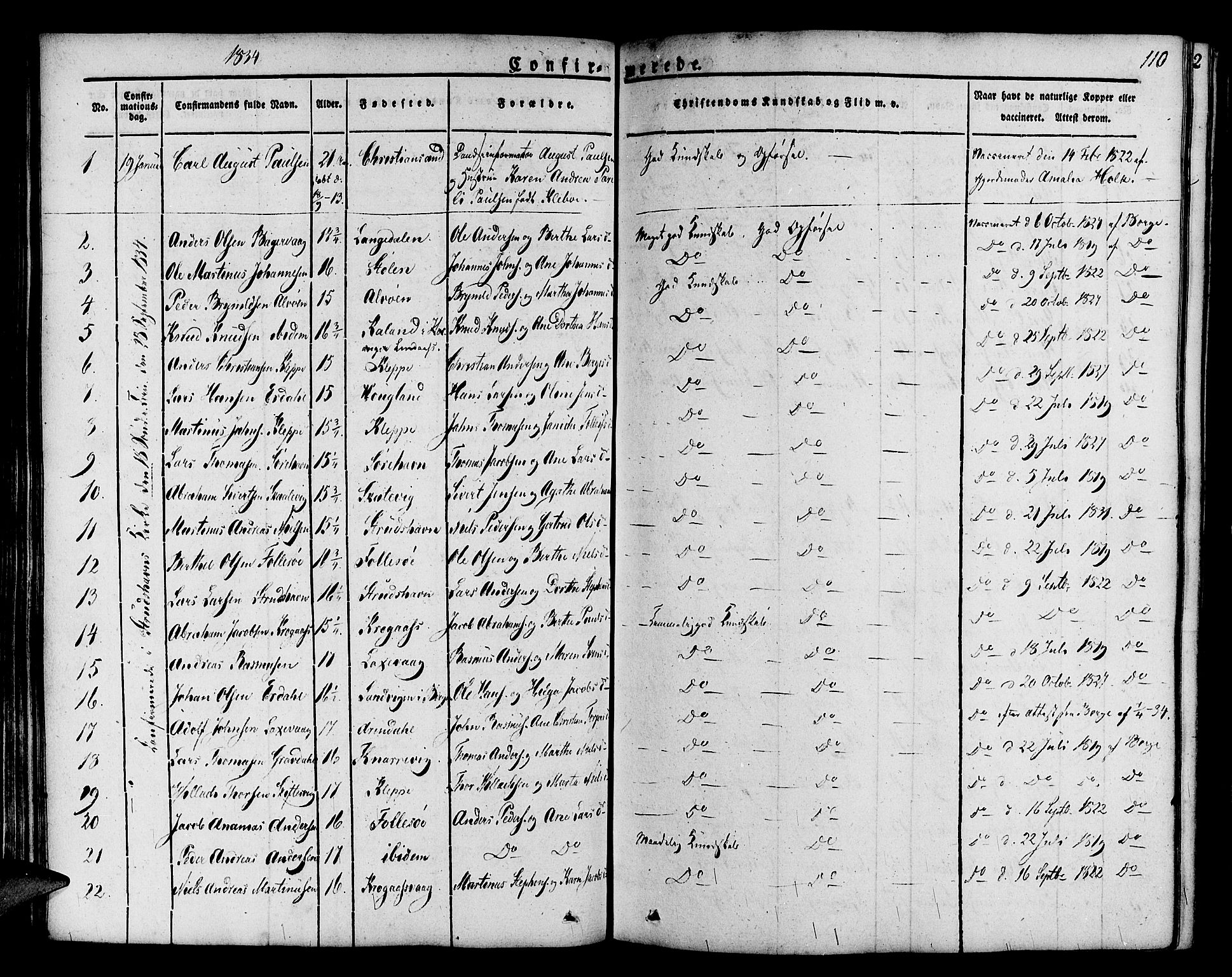 Askøy Sokneprestembete, SAB/A-74101/H/Ha/Haa/Haaa/L0004: Parish register (official) no. A 4, 1825-1845, p. 110