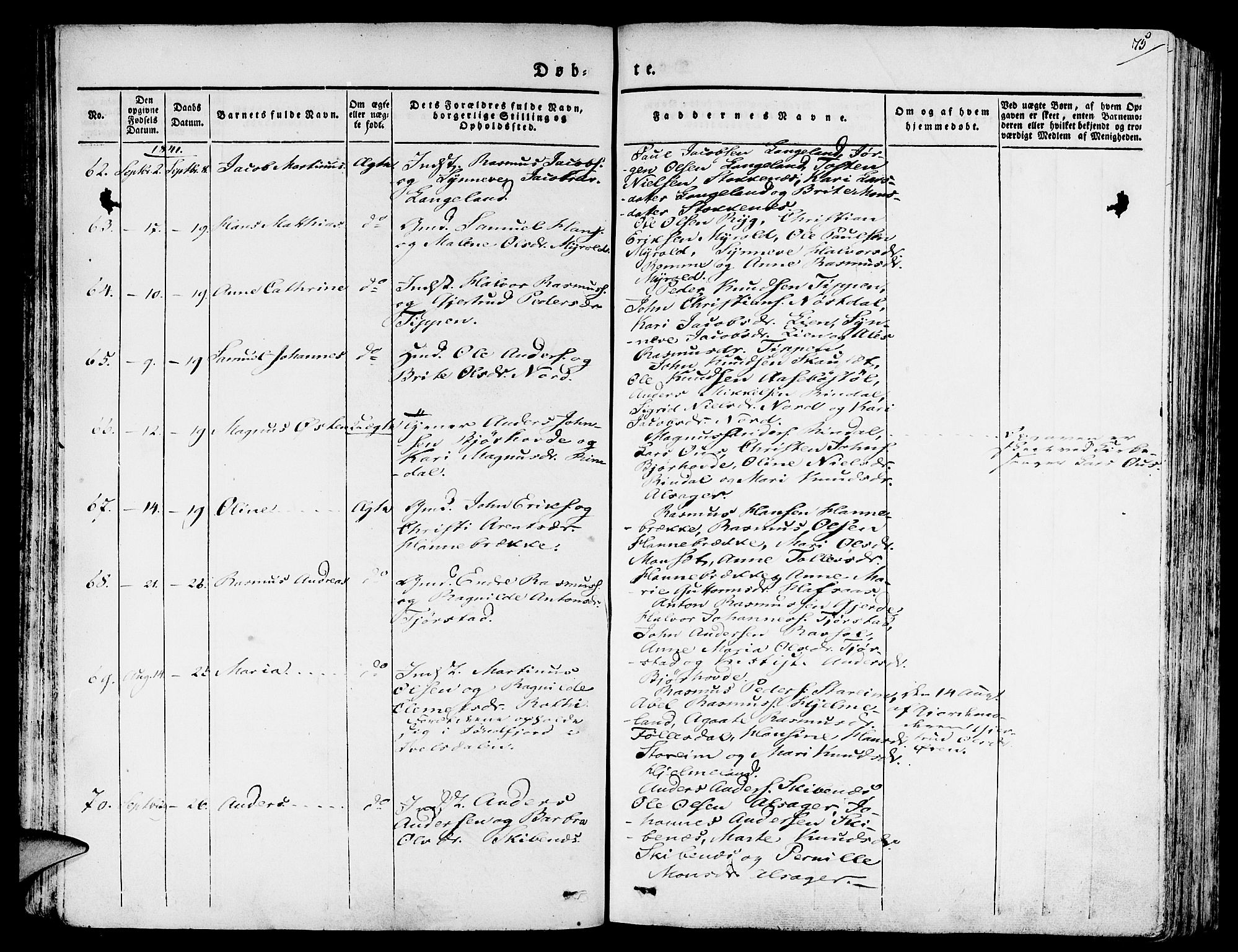 Eid sokneprestembete, AV/SAB-A-82301/H/Haa/Haaa/L0006: Parish register (official) no. A 6, 1831-1843, p. 75