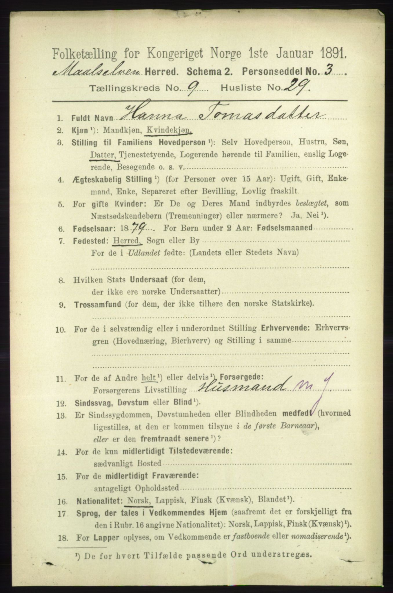 RA, 1891 census for 1924 Målselv, 1891, p. 2947