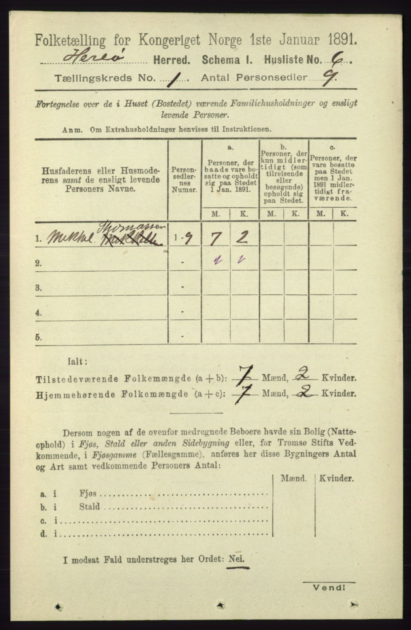 RA, 1891 census for 1258 Herdla, 1891, p. 28