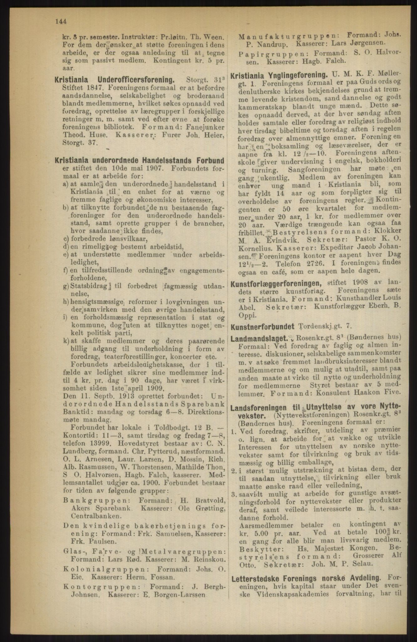 Kristiania/Oslo adressebok, PUBL/-, 1914, p. 144