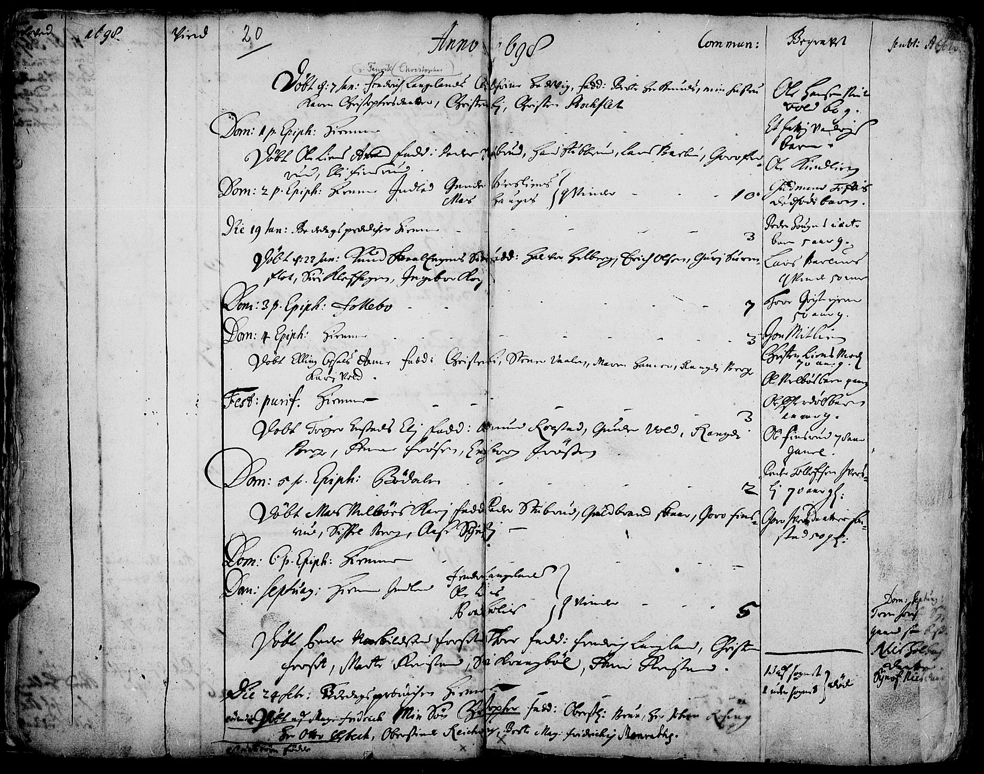 Gausdal prestekontor, AV/SAH-PREST-090/H/Ha/Haa/L0001: Parish register (official) no. 1, 1693-1728, p. 20