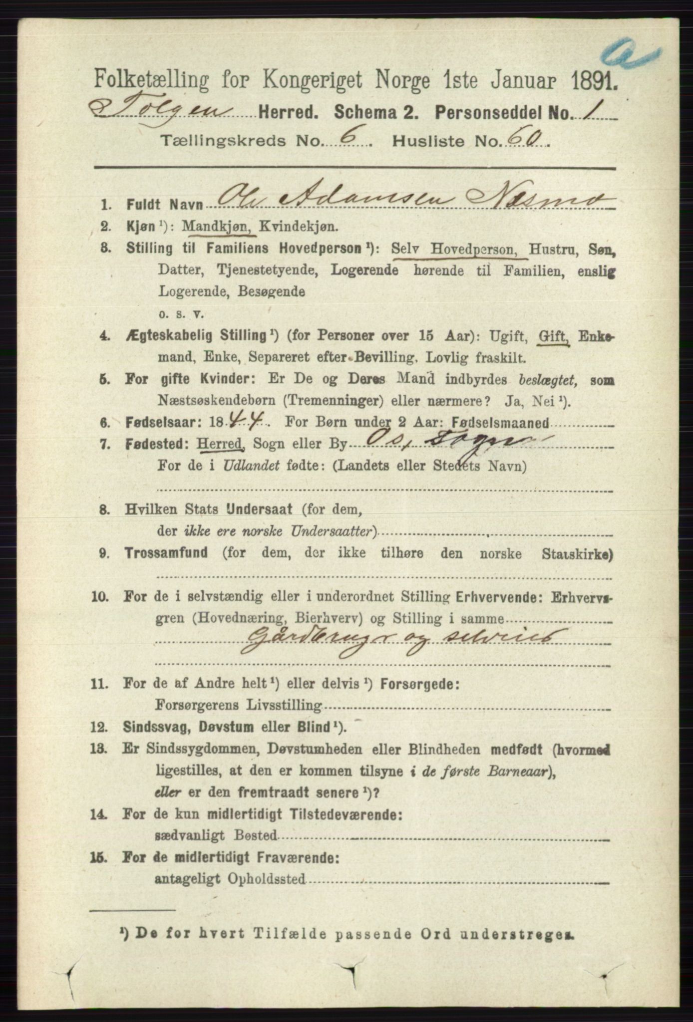 RA, 1891 census for 0436 Tolga, 1891, p. 1978