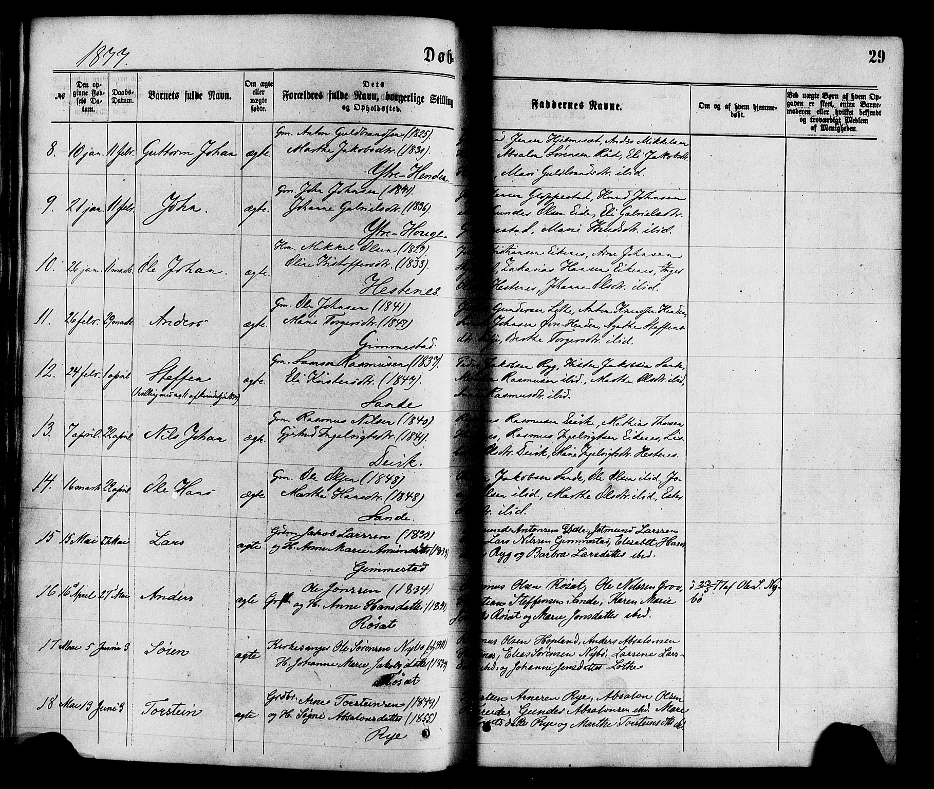 Gloppen sokneprestembete, SAB/A-80101/H/Haa/Haaa/L0010: Parish register (official) no. A 10, 1871-1884, p. 29